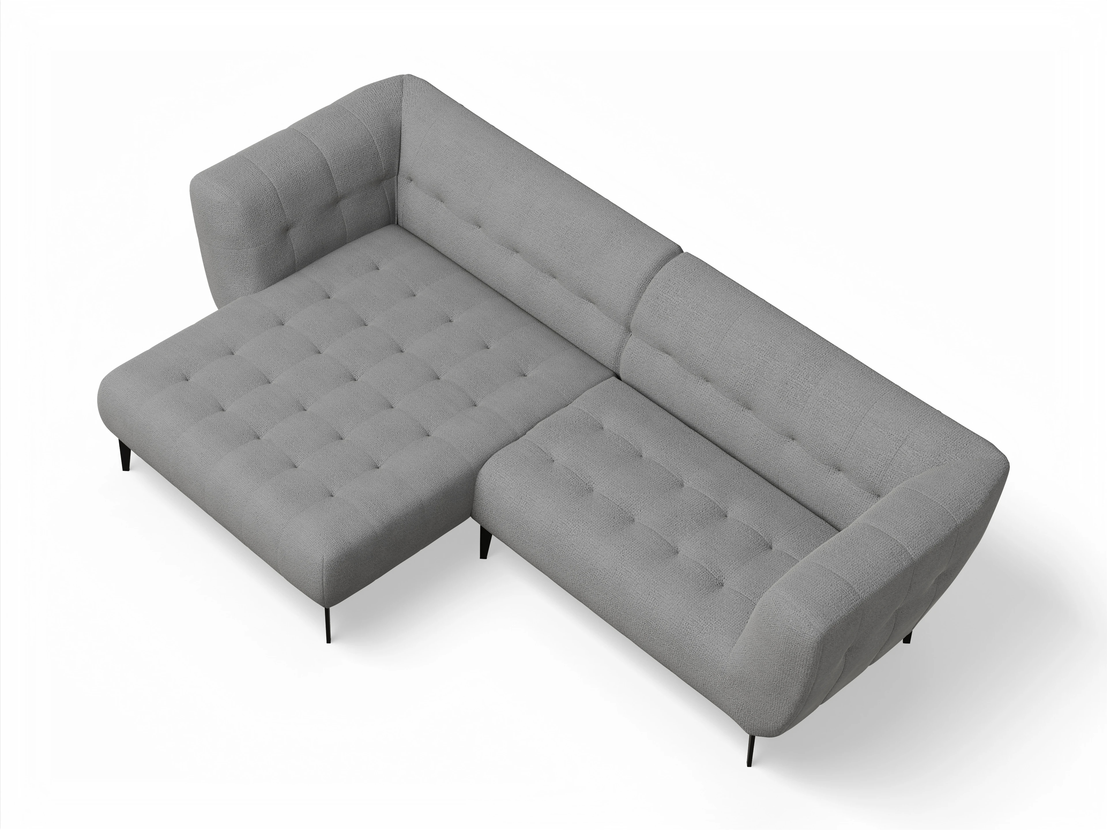 Ansicht des Produktes Vera Ecksofa links Abschluss offen in Stoff Grau