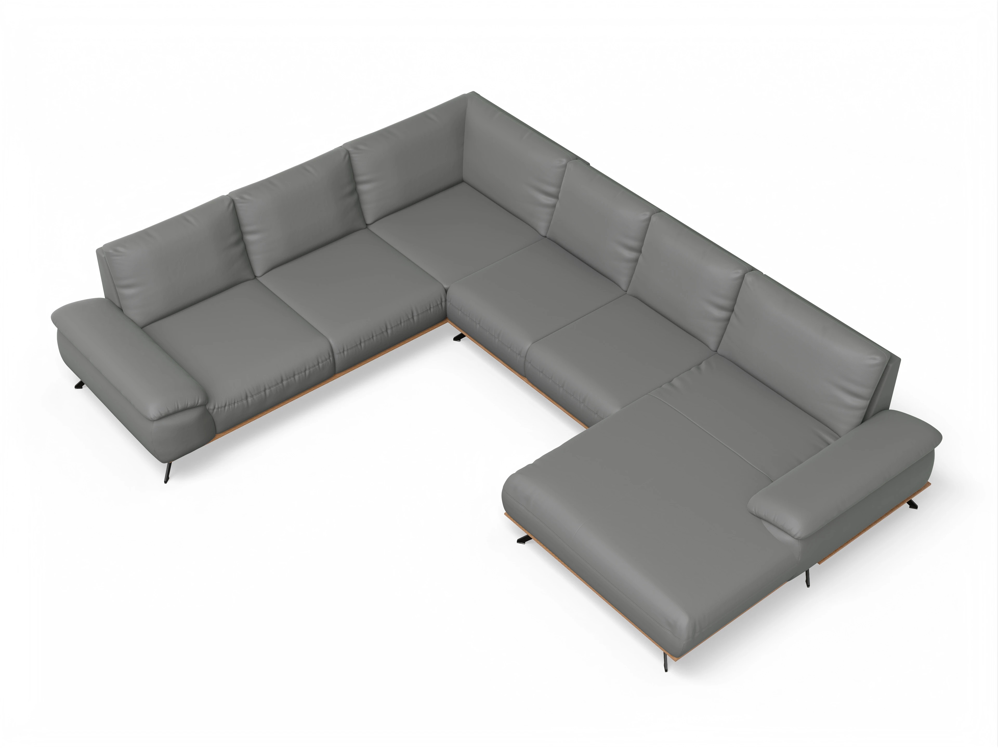 Ansicht des Produktes SC Select 1029 Wohnlandschaft Armlehne links Abschluss offen rechts in Leder Grau