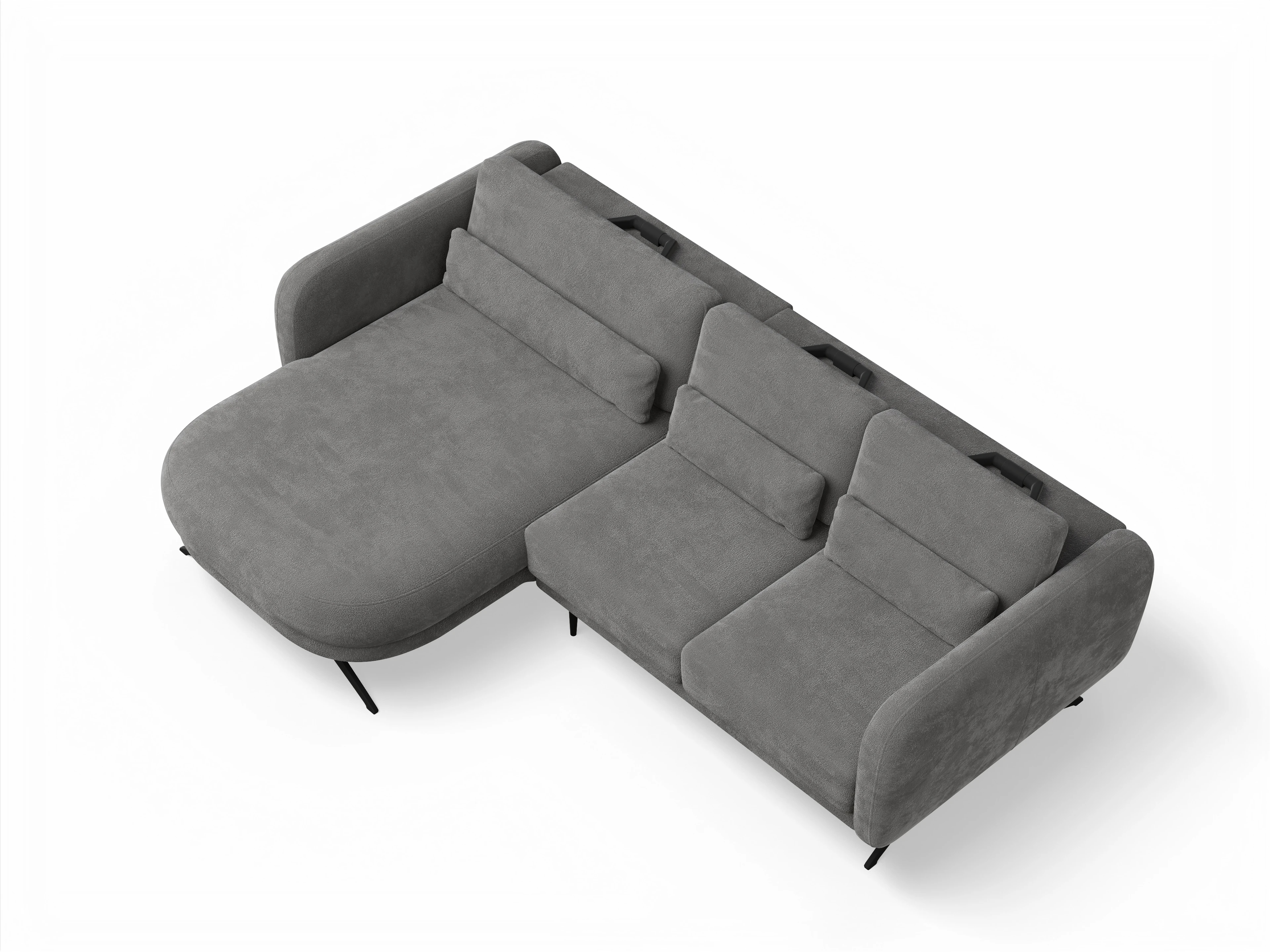 Ansicht des Produktes Malaga Ecksofa links Abschluss offen in Stoff Braun