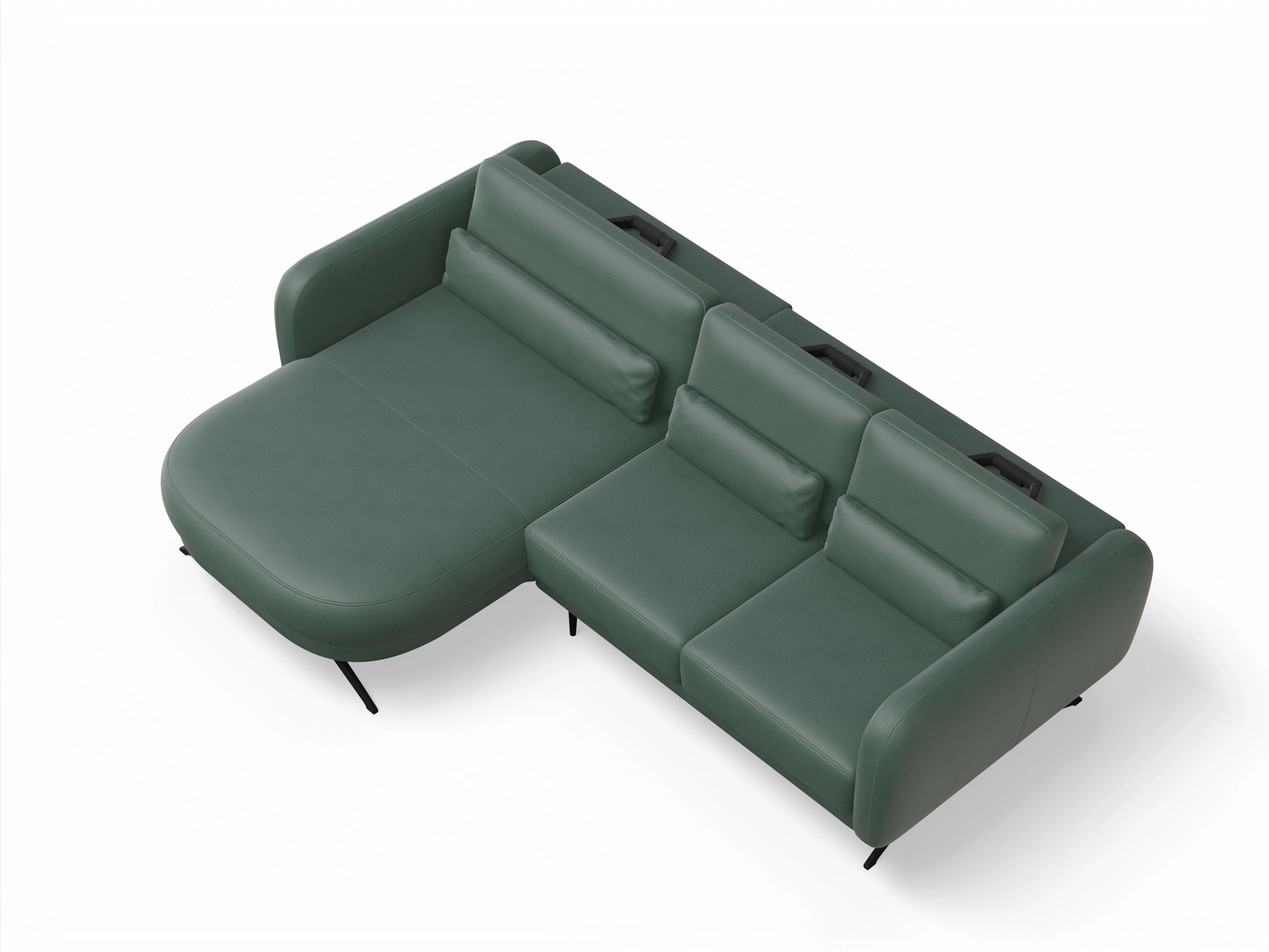 Malaga OT Small L Ansicht des Produktes Malaga Ecksofa links Abschluss offen in Stoff Grün