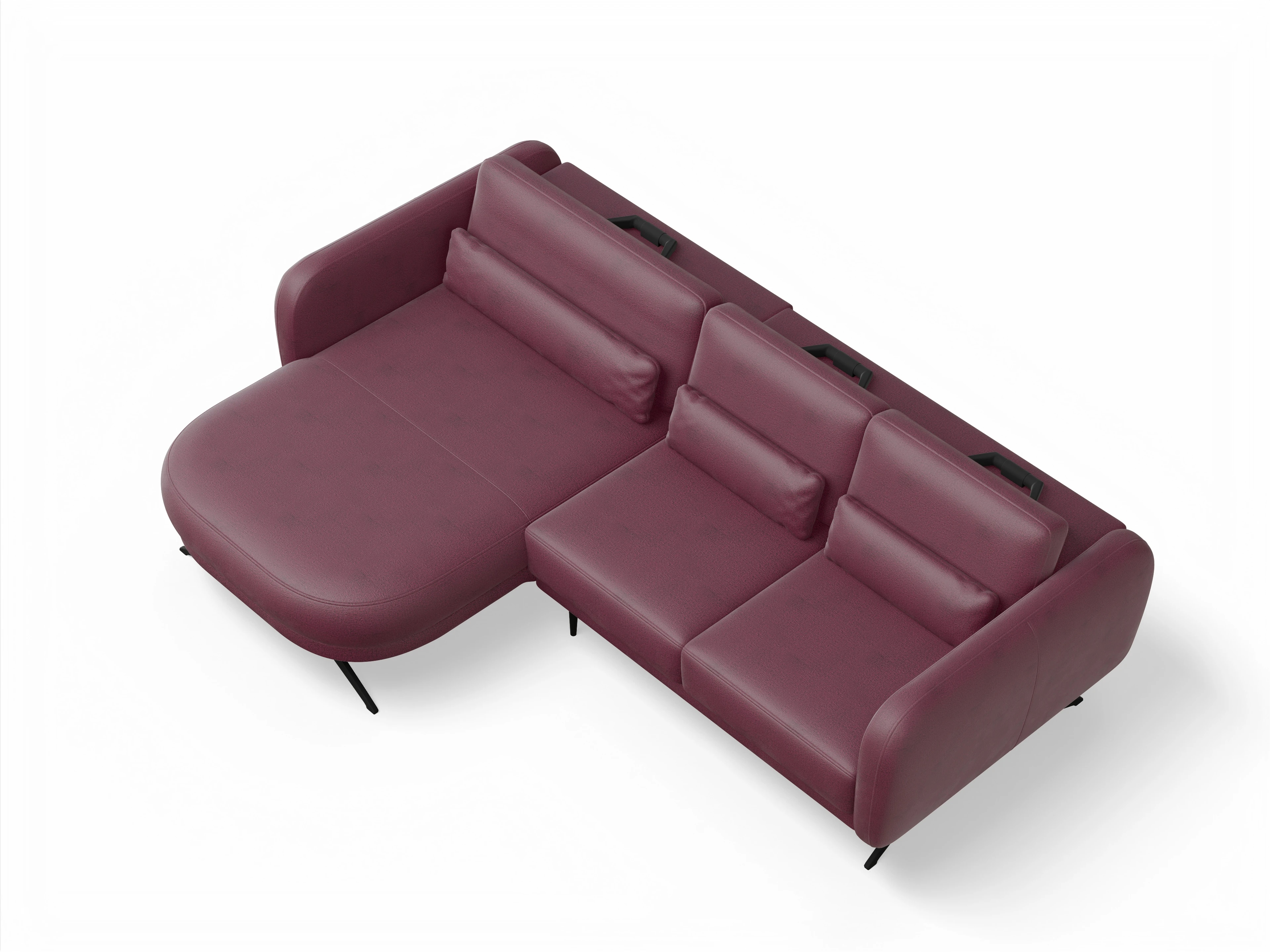 Malaga OT Small L Ansicht des Produktes Malaga Ecksofa links Abschluss offen in Stoff Rot