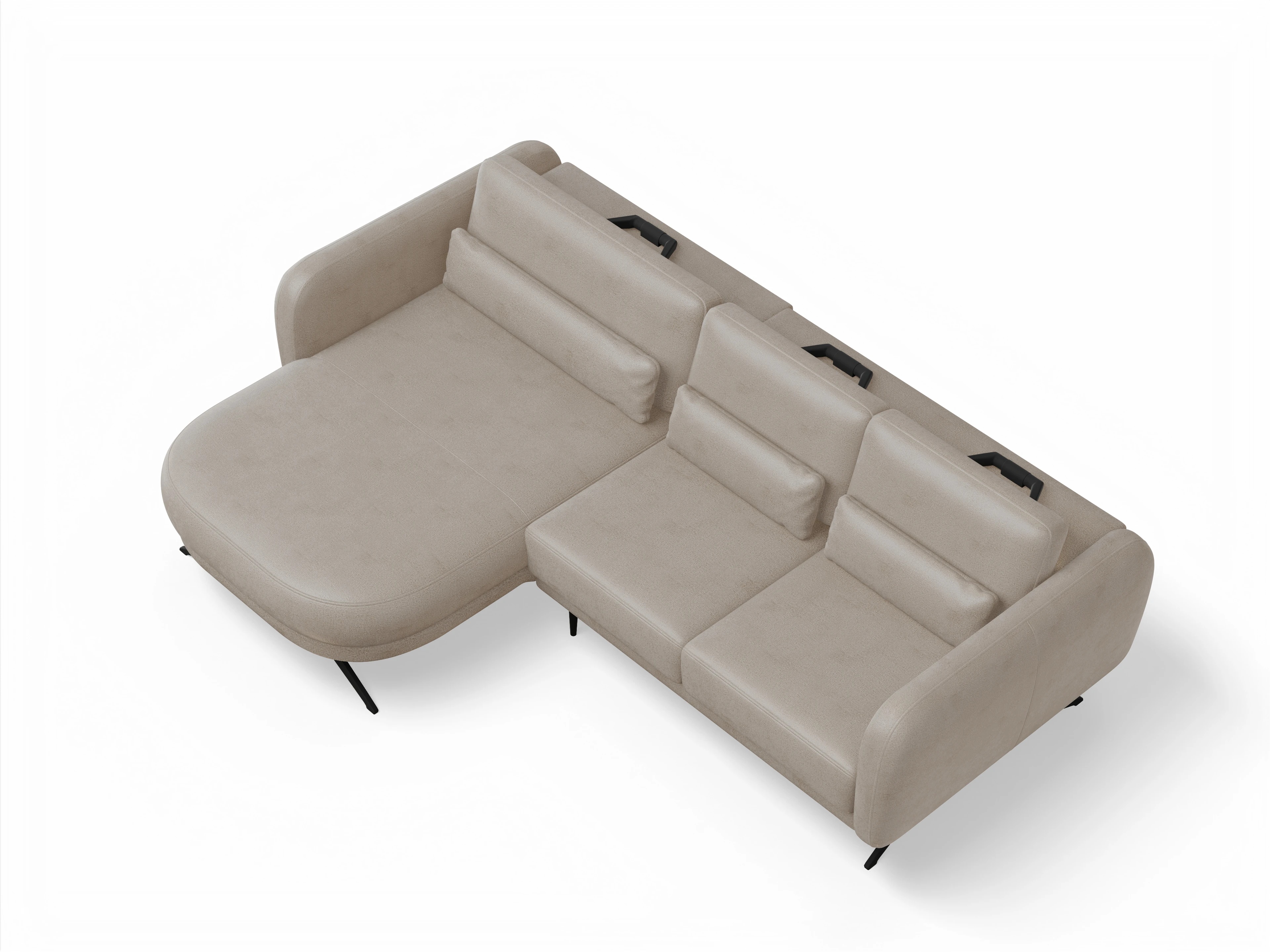 Malaga OT Small L Ansicht des Produktes Malaga Ecksofa links Abschluss offen in Stoff Beige