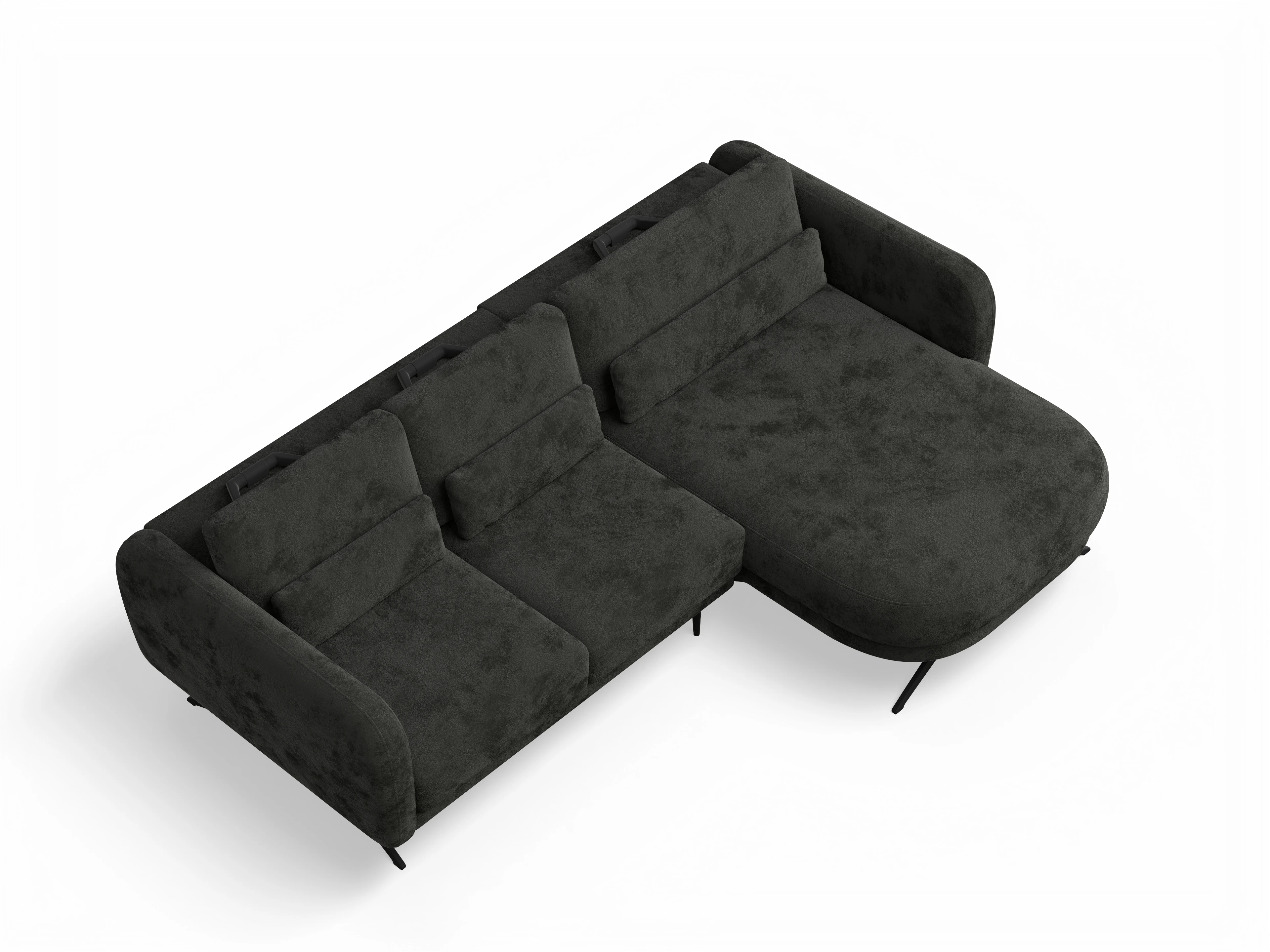 Ansicht des Produktes Malaga Ecksofa rechts Abschluss offen in Stoff Schwarz