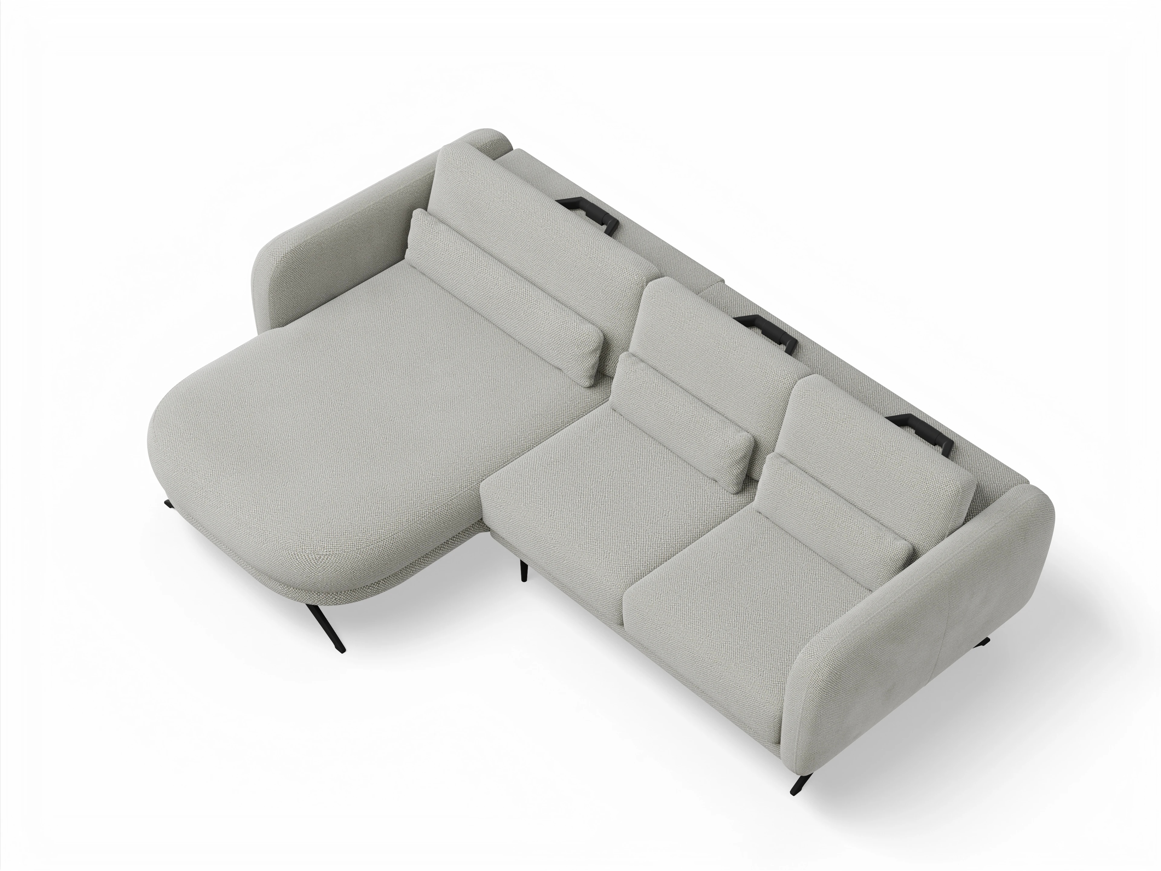 Ansicht des Produktes Malaga Ecksofa links Abschluss offen in Stoff Beige