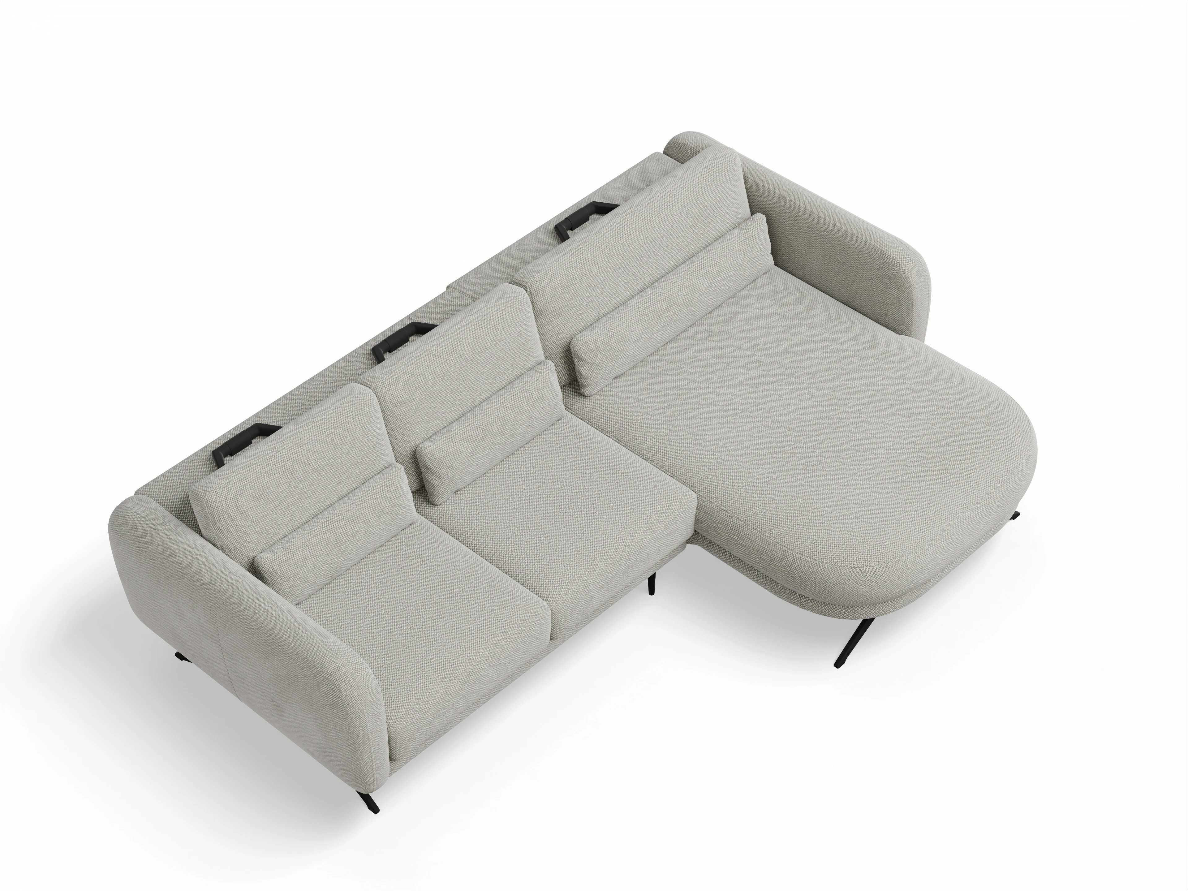 Ansicht des Produktes Malaga Ecksofa rechts Abschluss offen in Stoff Beige