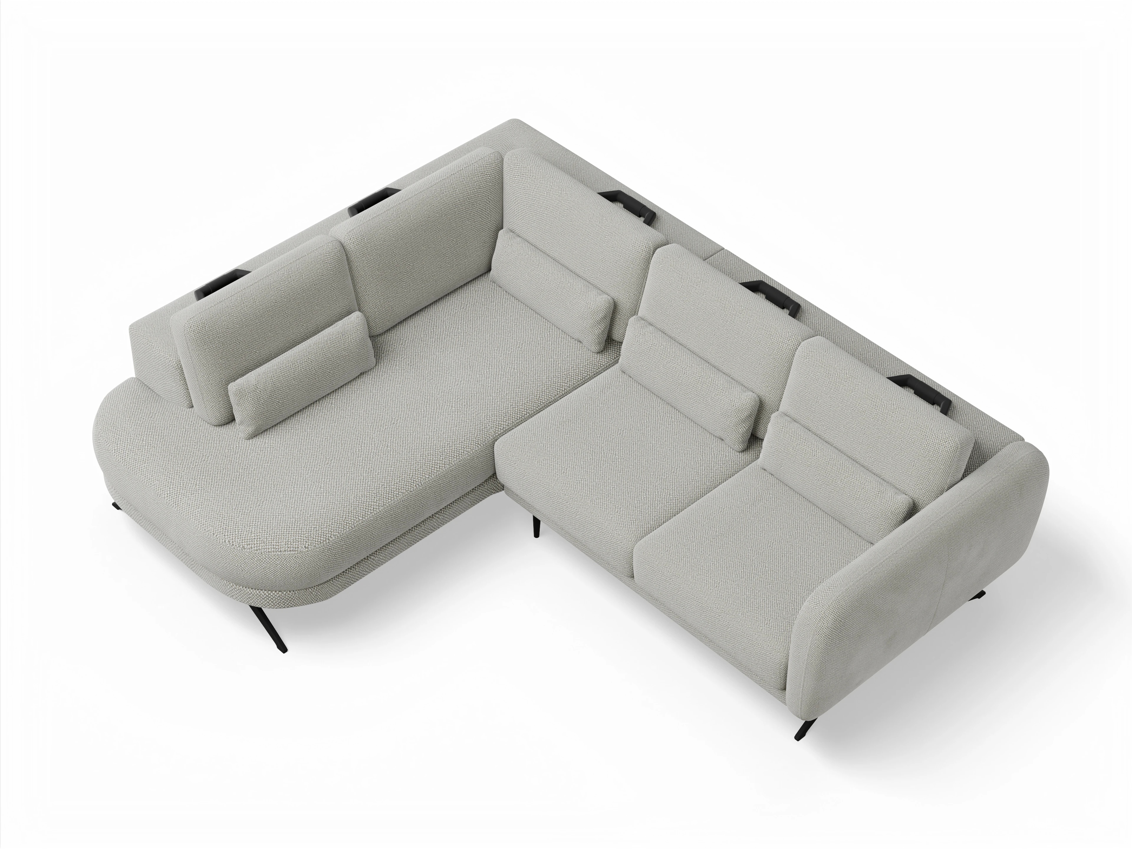 Ansicht des Produktes Malaga Ecksofa links Abschluss offen in Stoff Beige