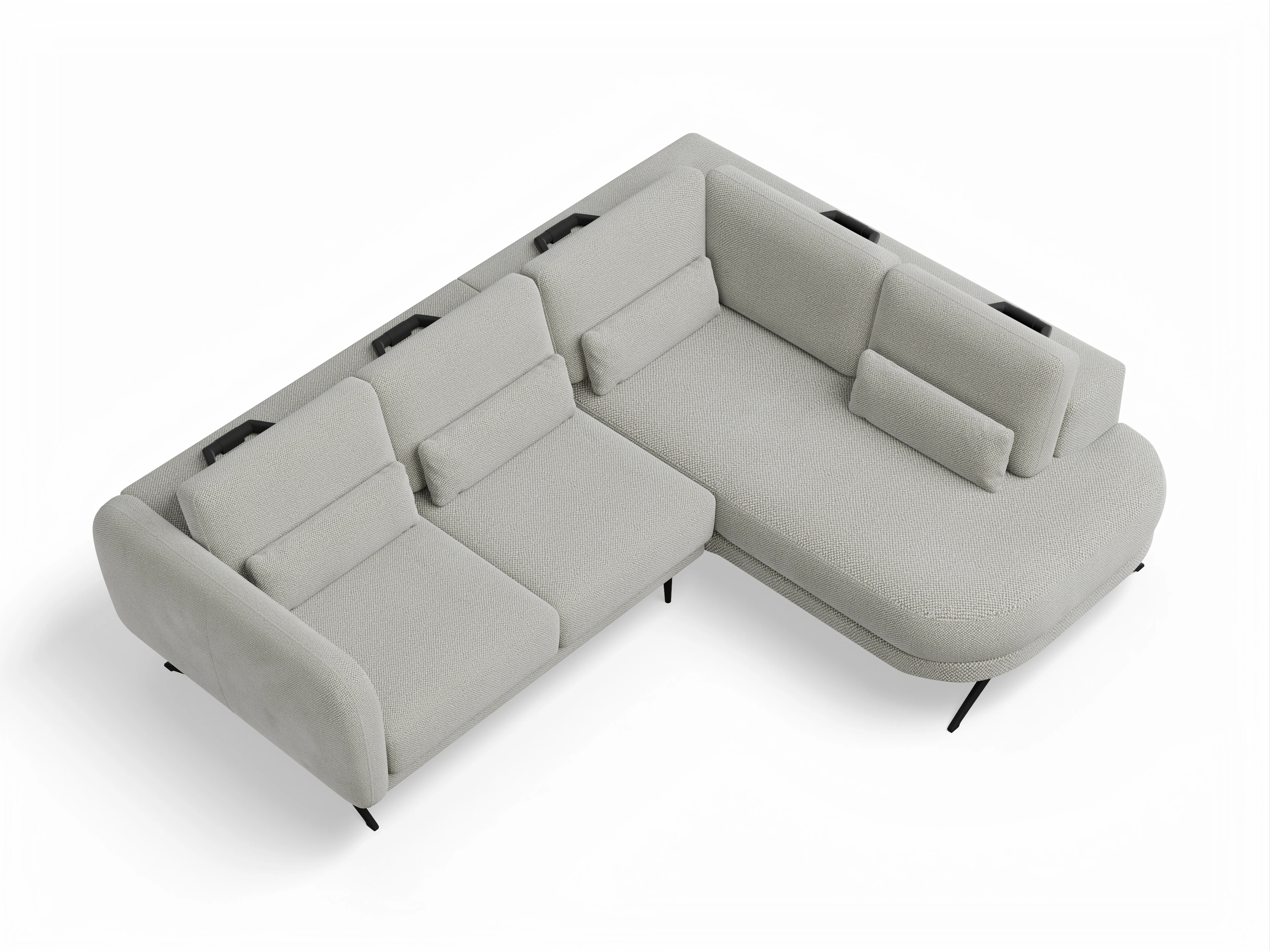 Ansicht des Produktes Malaga Ecksofa rechts Abschluss offen in Stoff Beige