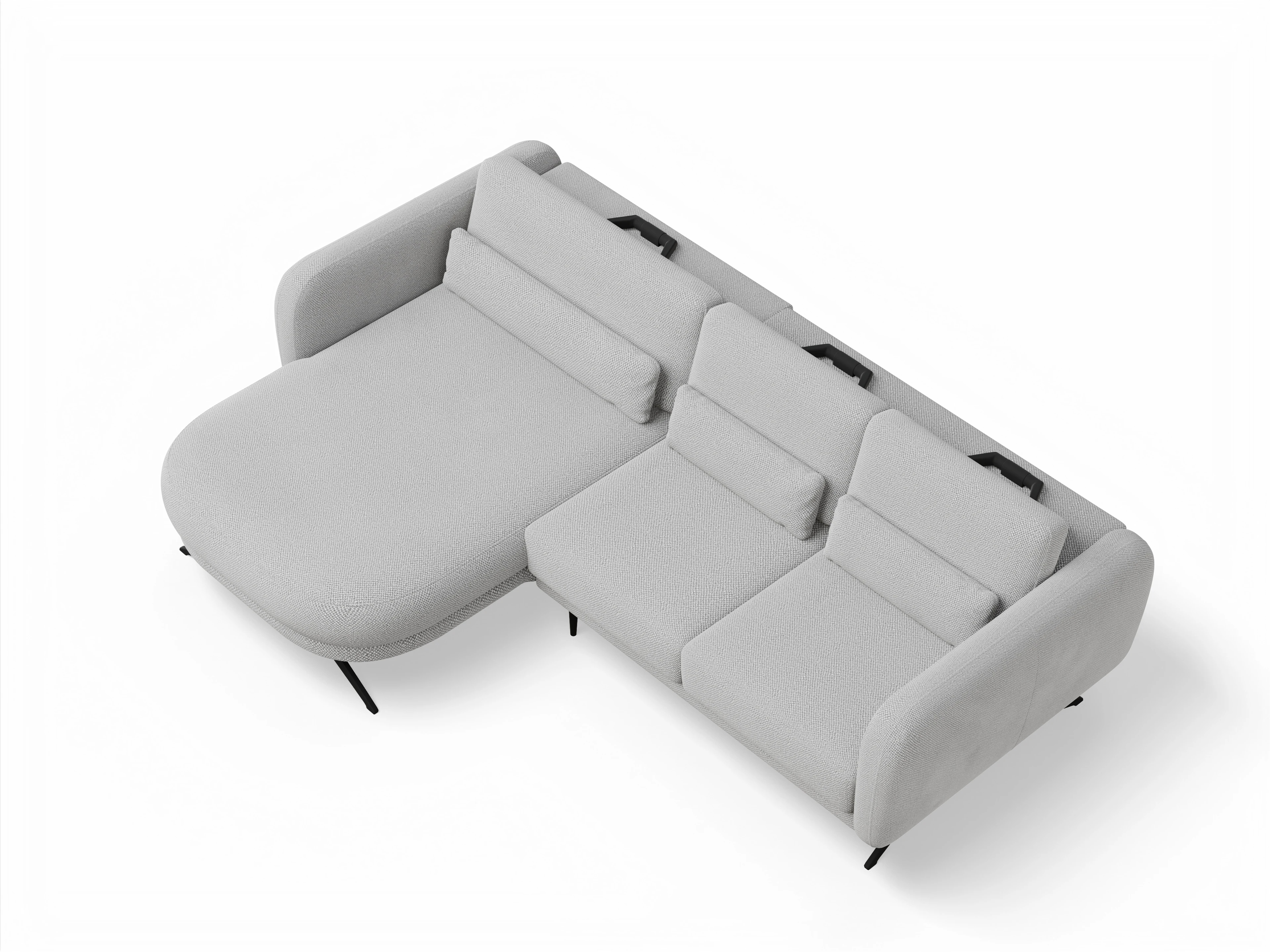 Ansicht des Produktes Malaga Ecksofa links Abschluss offen in Stoff Beige
