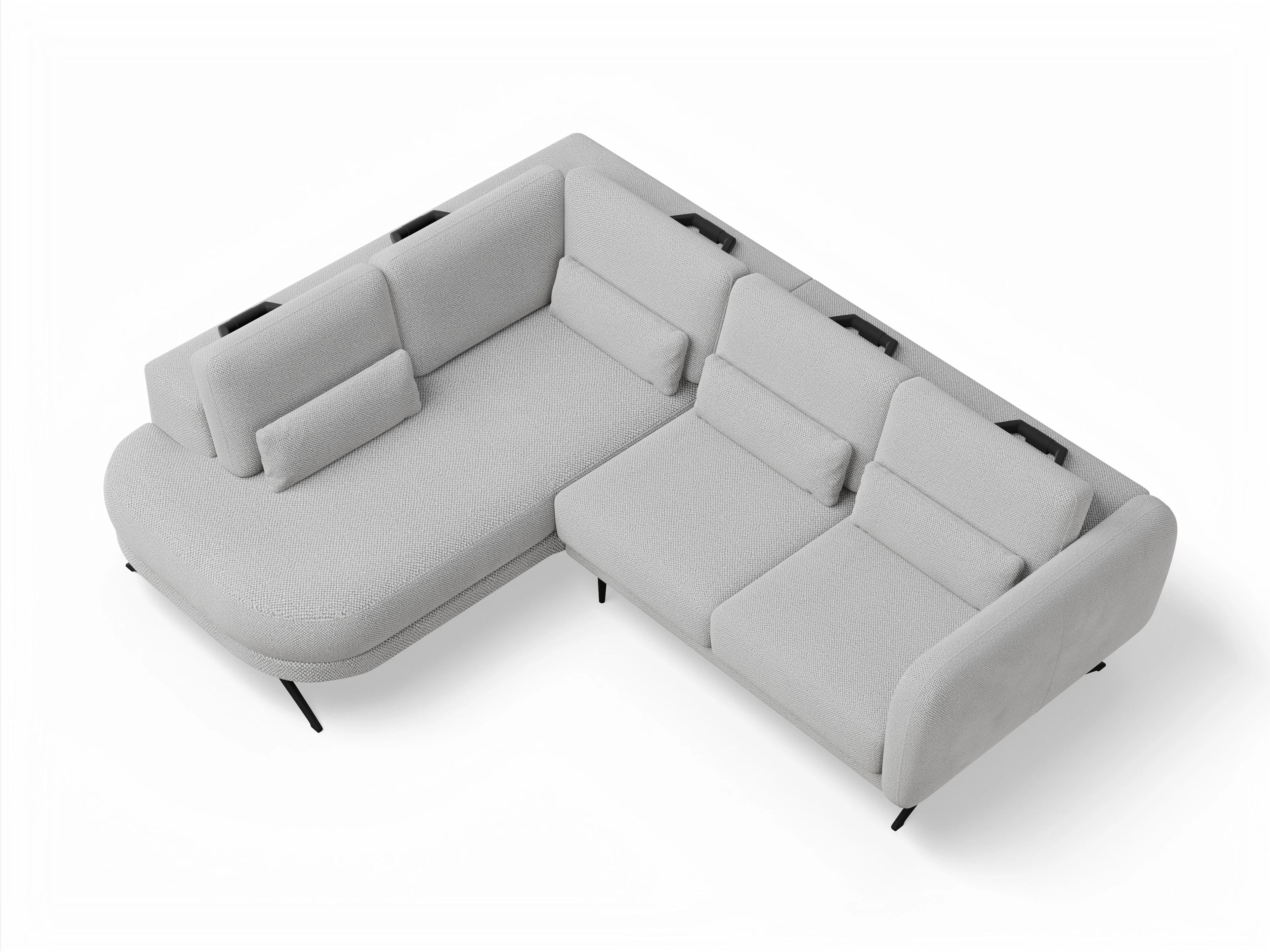 Ansicht des Produktes Malaga Ecksofa links Abschluss offen in Stoff Beige