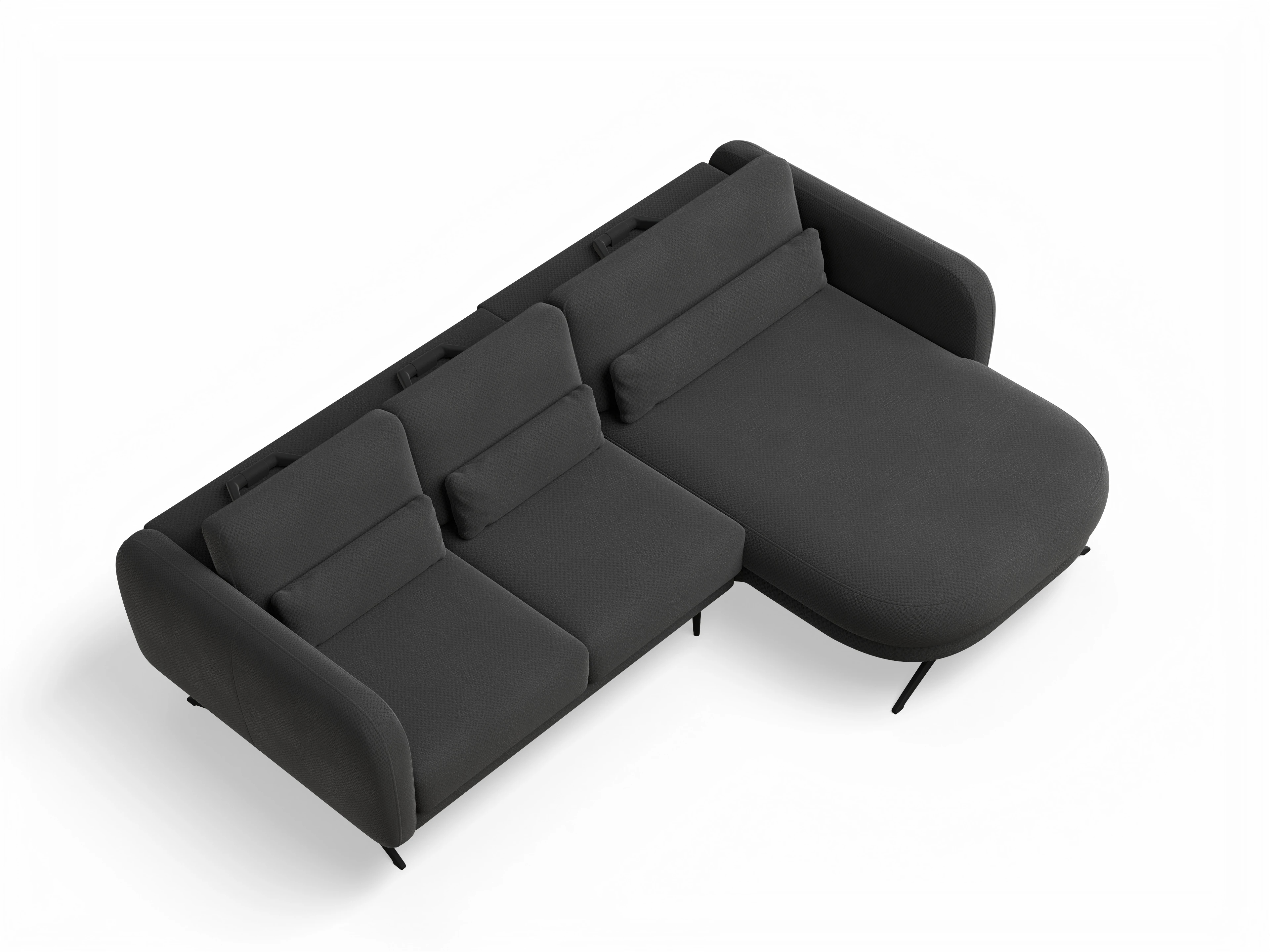 Ansicht des Produktes Malaga Ecksofa rechts Abschluss offen in Stoff Schwarz