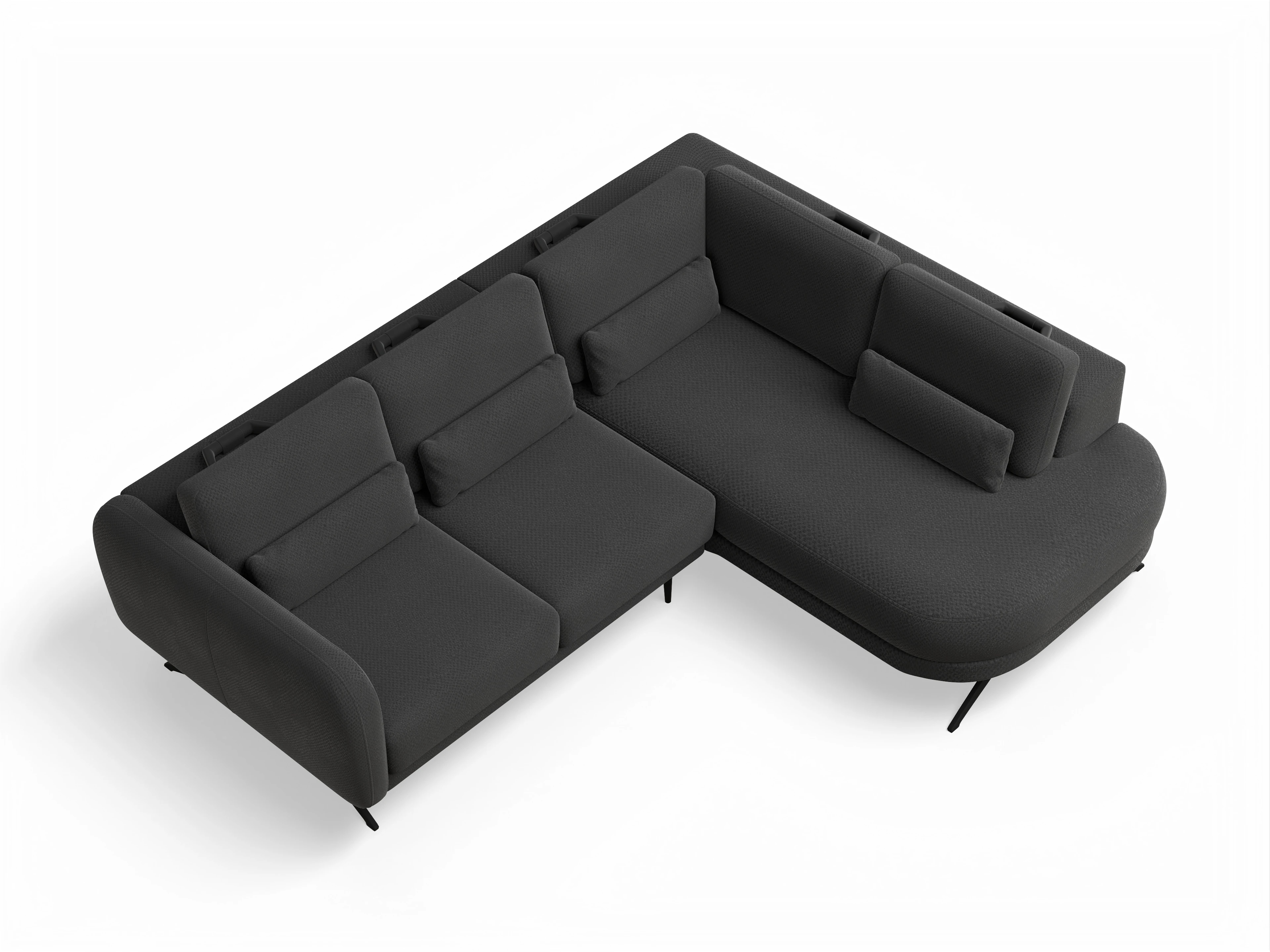 Ansicht des Produktes Malaga Ecksofa rechts Abschluss offen in Stoff Schwarz