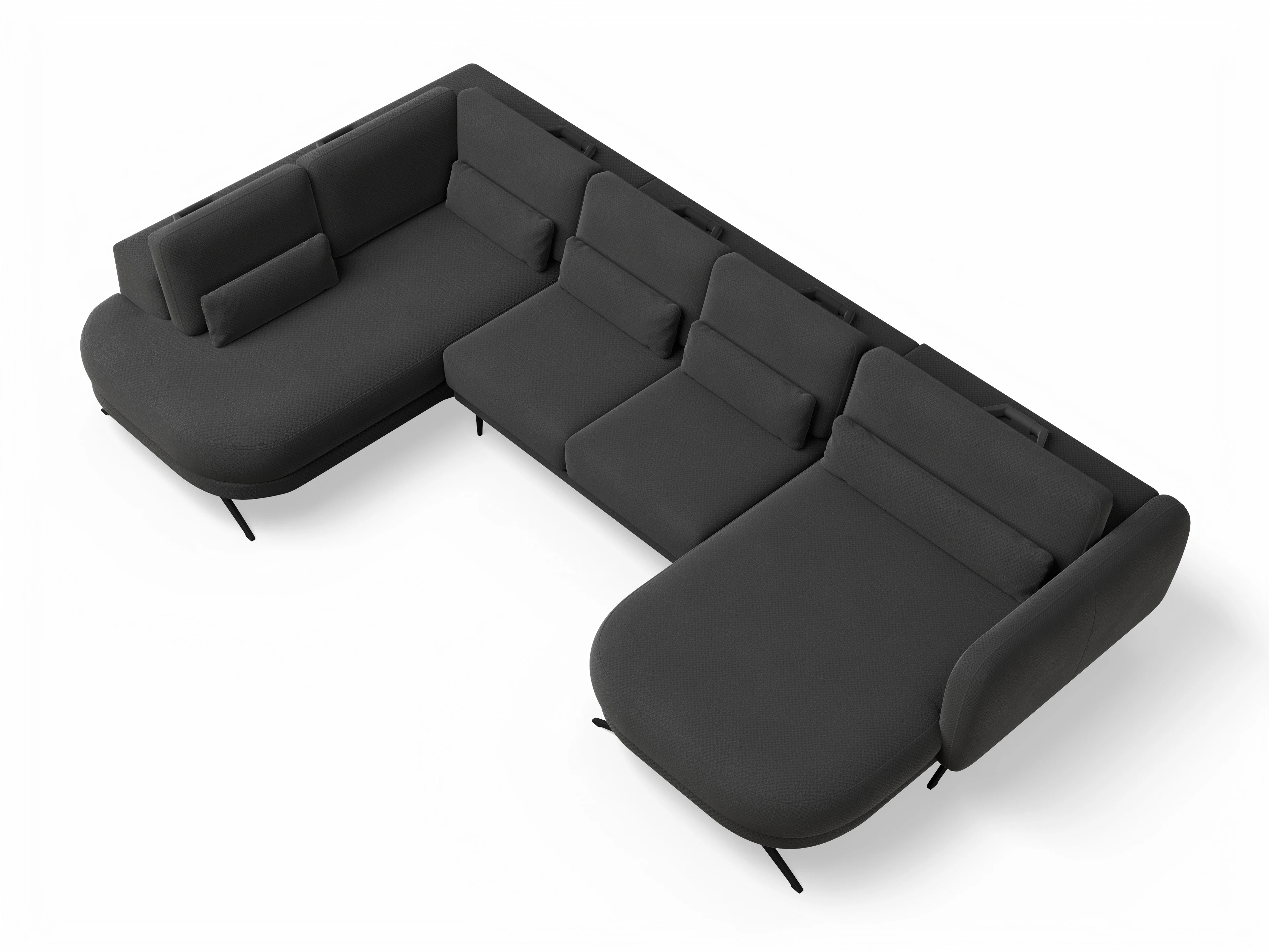 Ansicht des Produktes Malaga Wohnlandschaft offen beidseitig in Stoff Schwarz