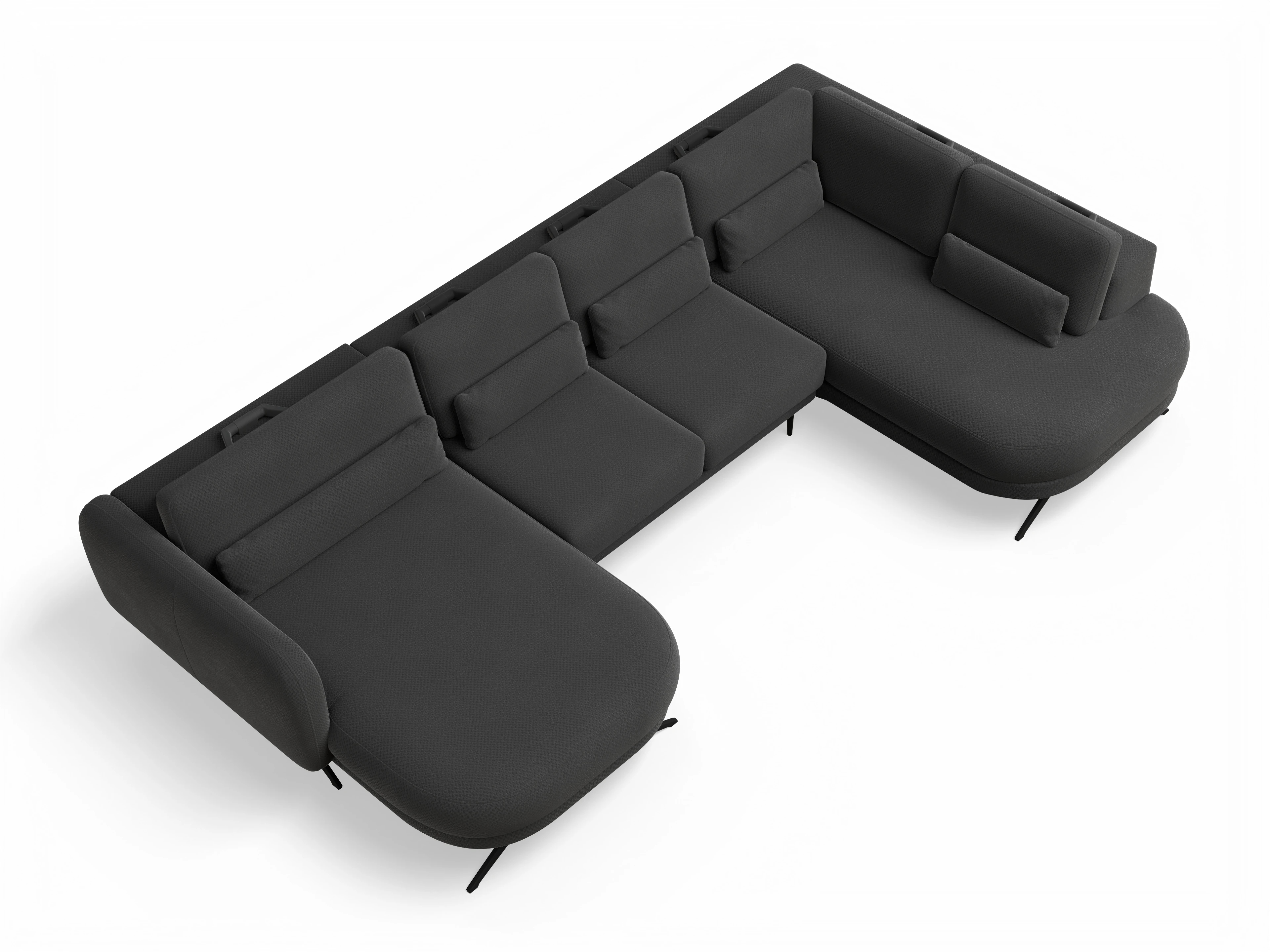 Ansicht des Produktes Malaga Wohnlandschaft offen beidseitig in Stoff Schwarz