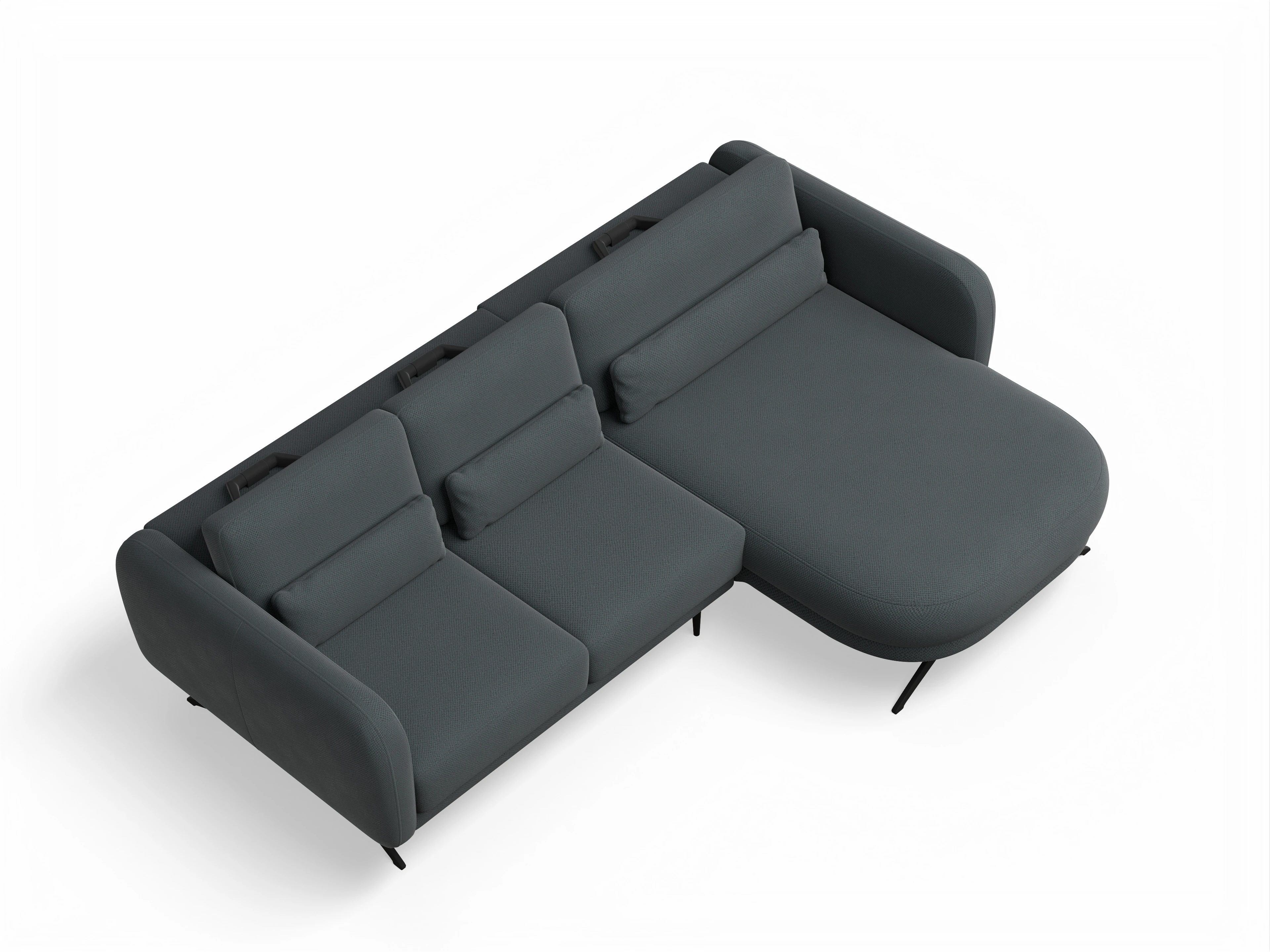 Ansicht des Produktes Malaga Ecksofa rechts Abschluss offen in Stoff Grau