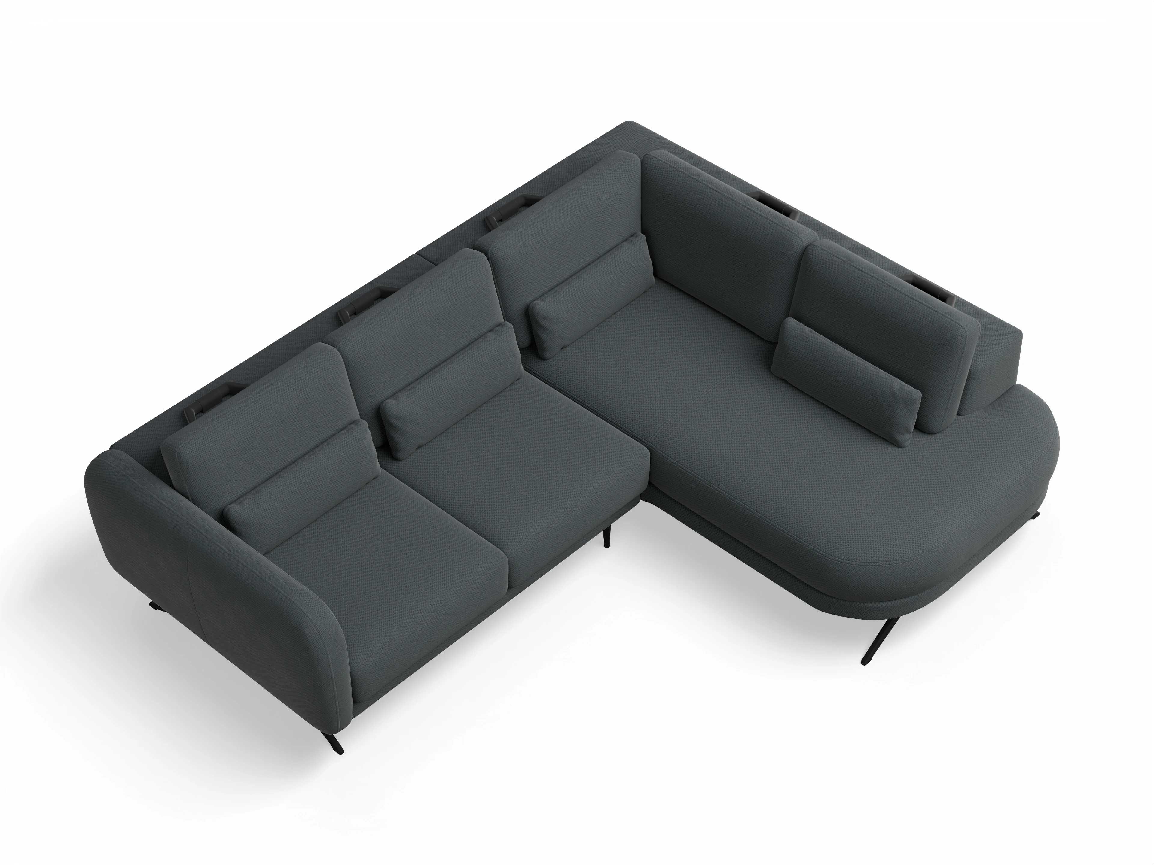 Ansicht des Produktes Malaga Ecksofa rechts Abschluss offen in Stoff Grau