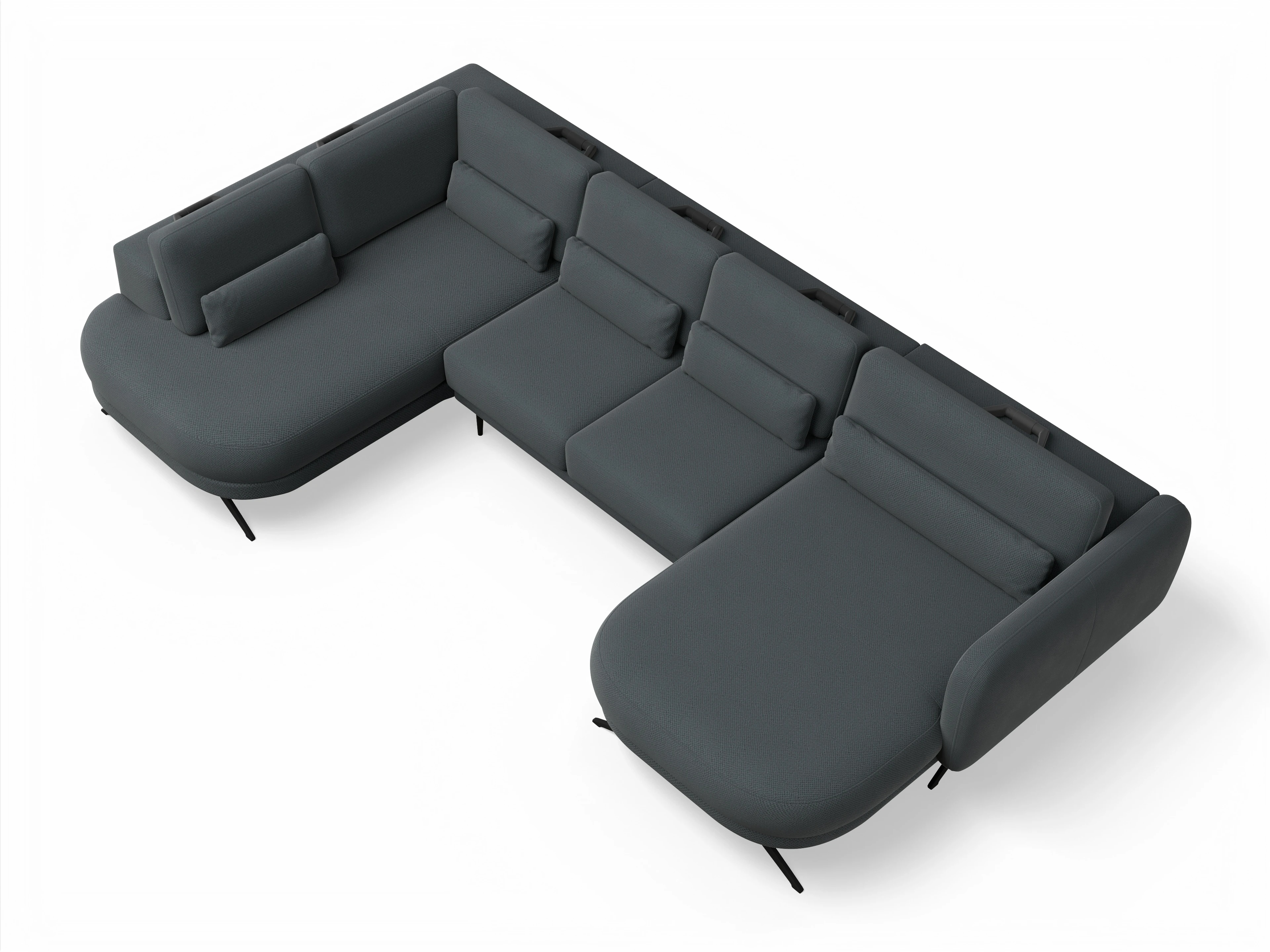 Ansicht des Produktes Malaga Wohnlandschaft offen beidseitig in Stoff Grau