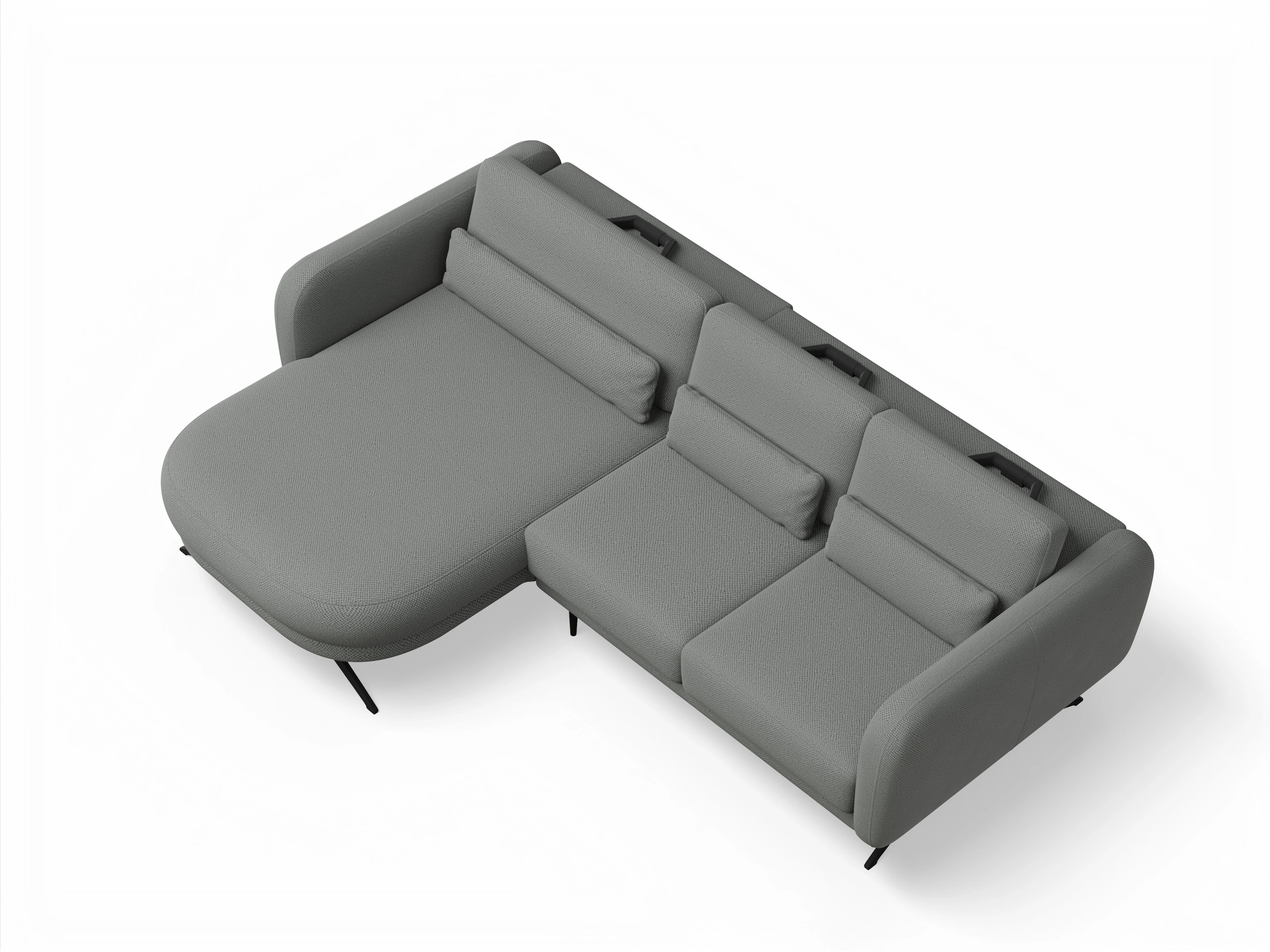 Ansicht des Produktes Malaga Ecksofa links Abschluss offen in Stoff Grau