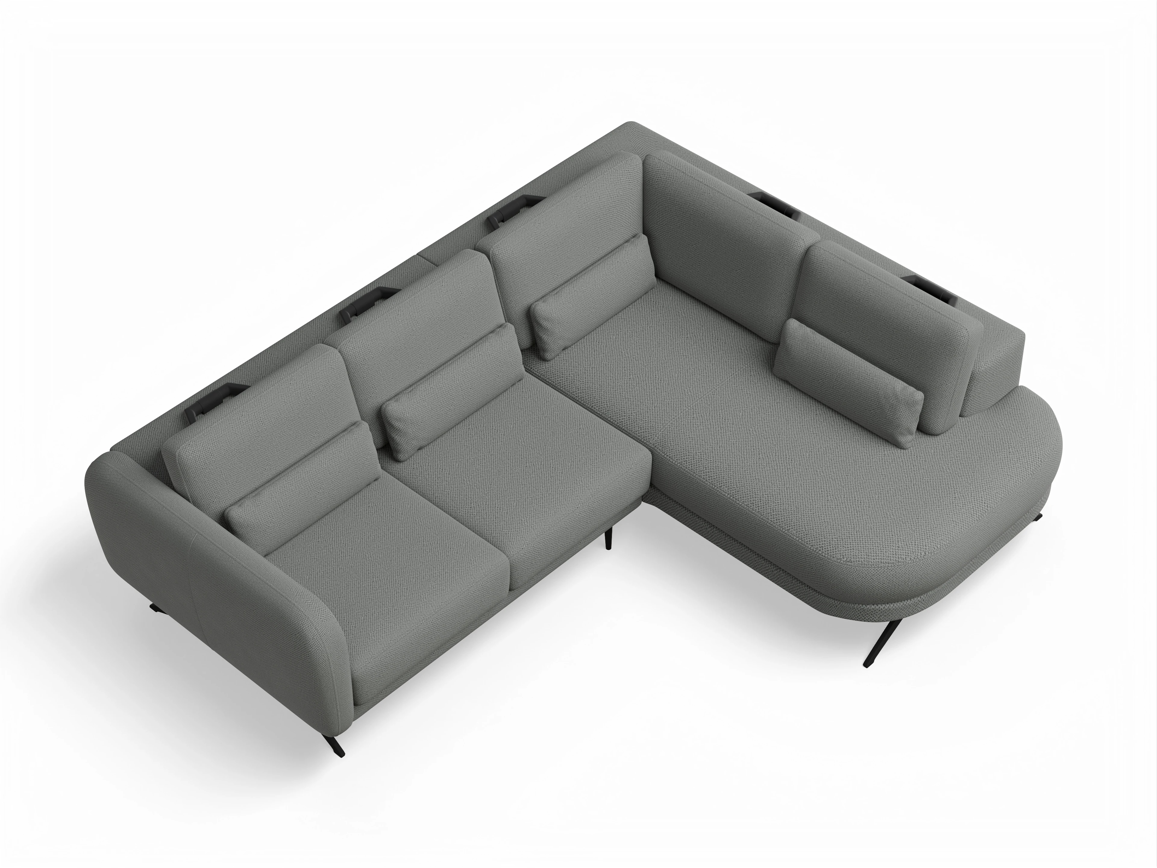 Ansicht des Produktes Malaga Ecksofa rechts Abschluss offen in Stoff Grau