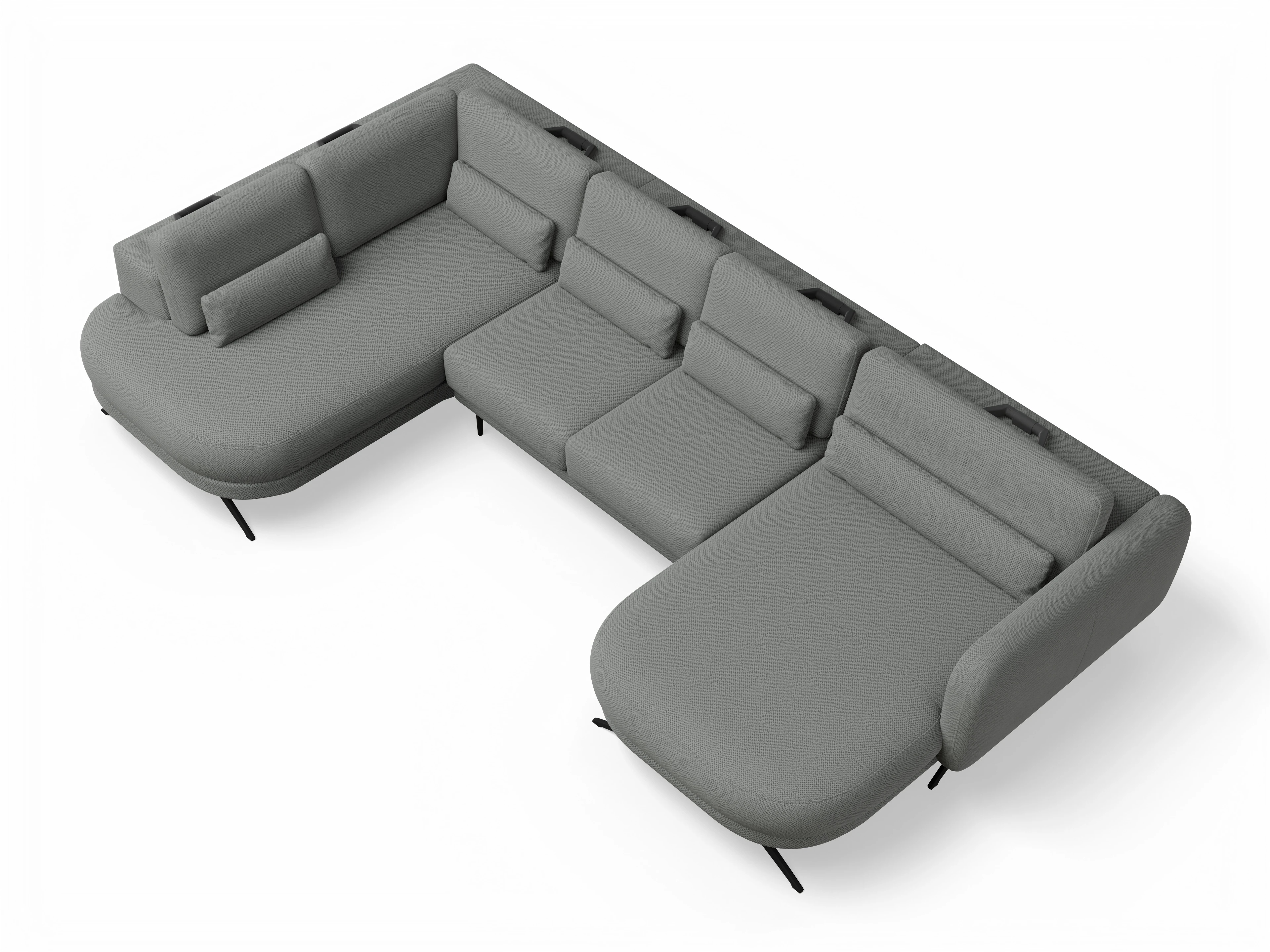 Ansicht des Produktes Malaga Wohnlandschaft offen beidseitig in Stoff Grau