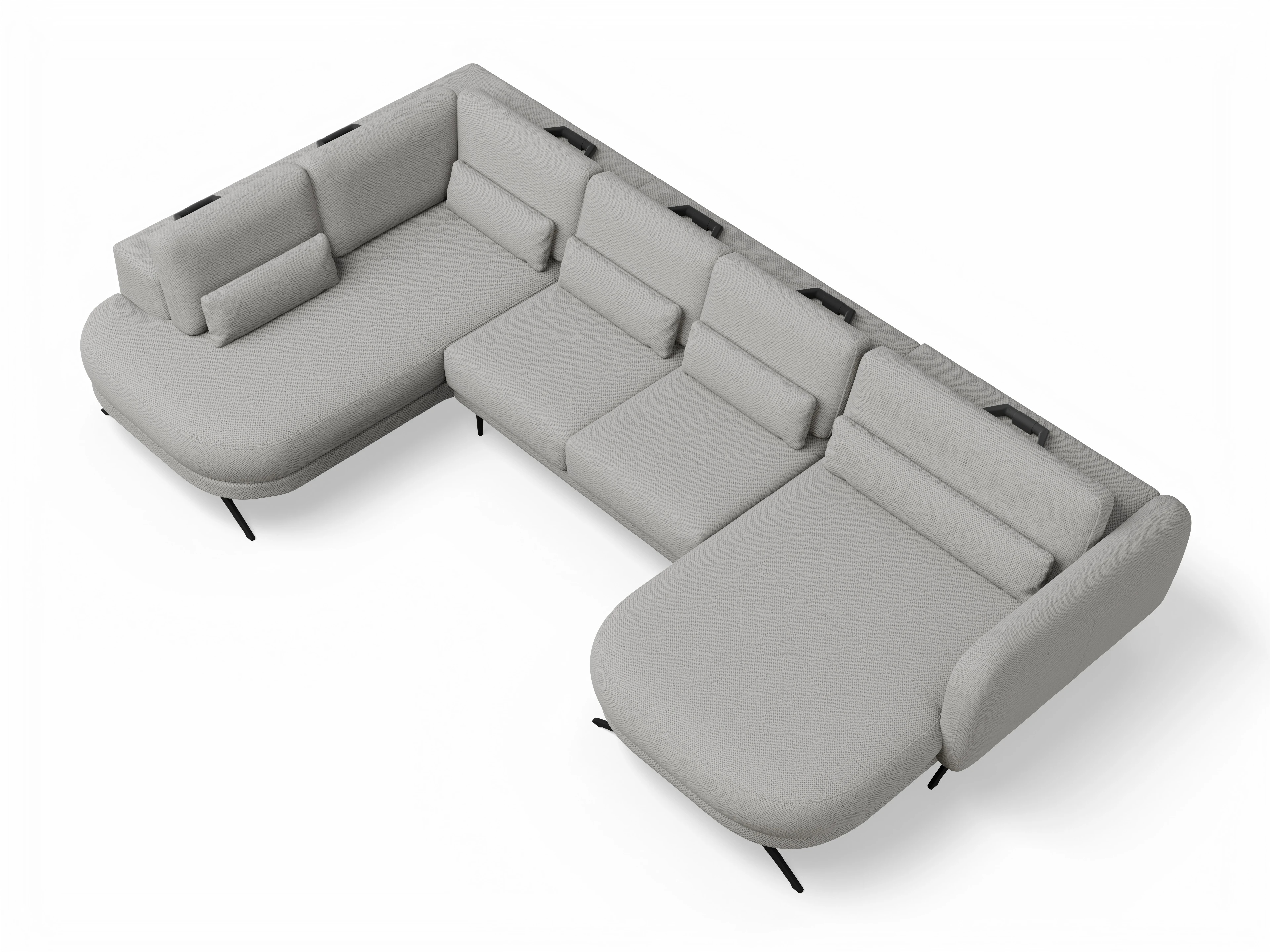 Ansicht des Produktes Malaga Wohnlandschaft offen beidseitig in Stoff Grau