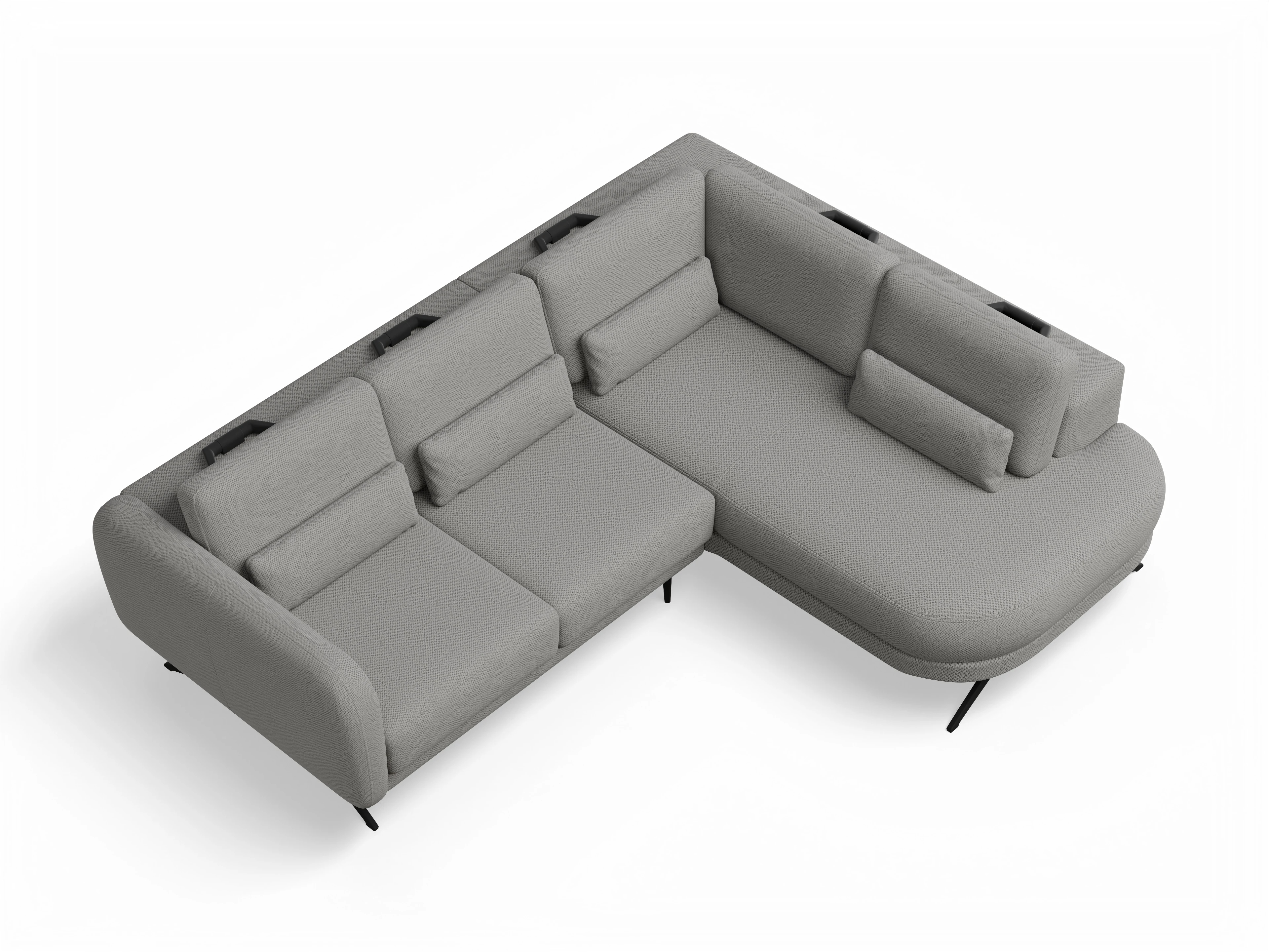 Ansicht des Produktes Malaga Ecksofa rechts Abschluss offen in Stoff Grau