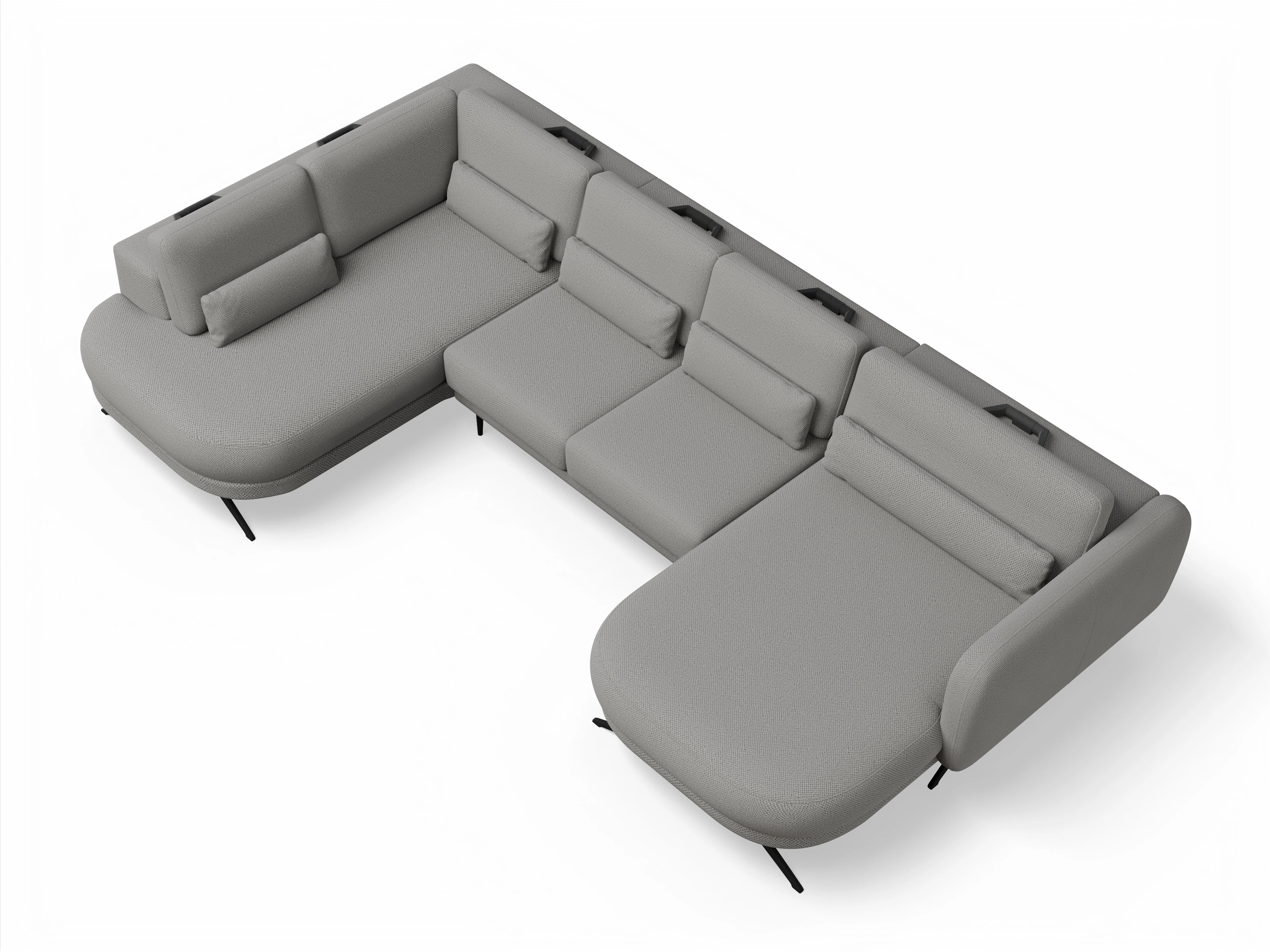 Ansicht des Produktes Malaga Wohnlandschaft offen beidseitig in Stoff Grau