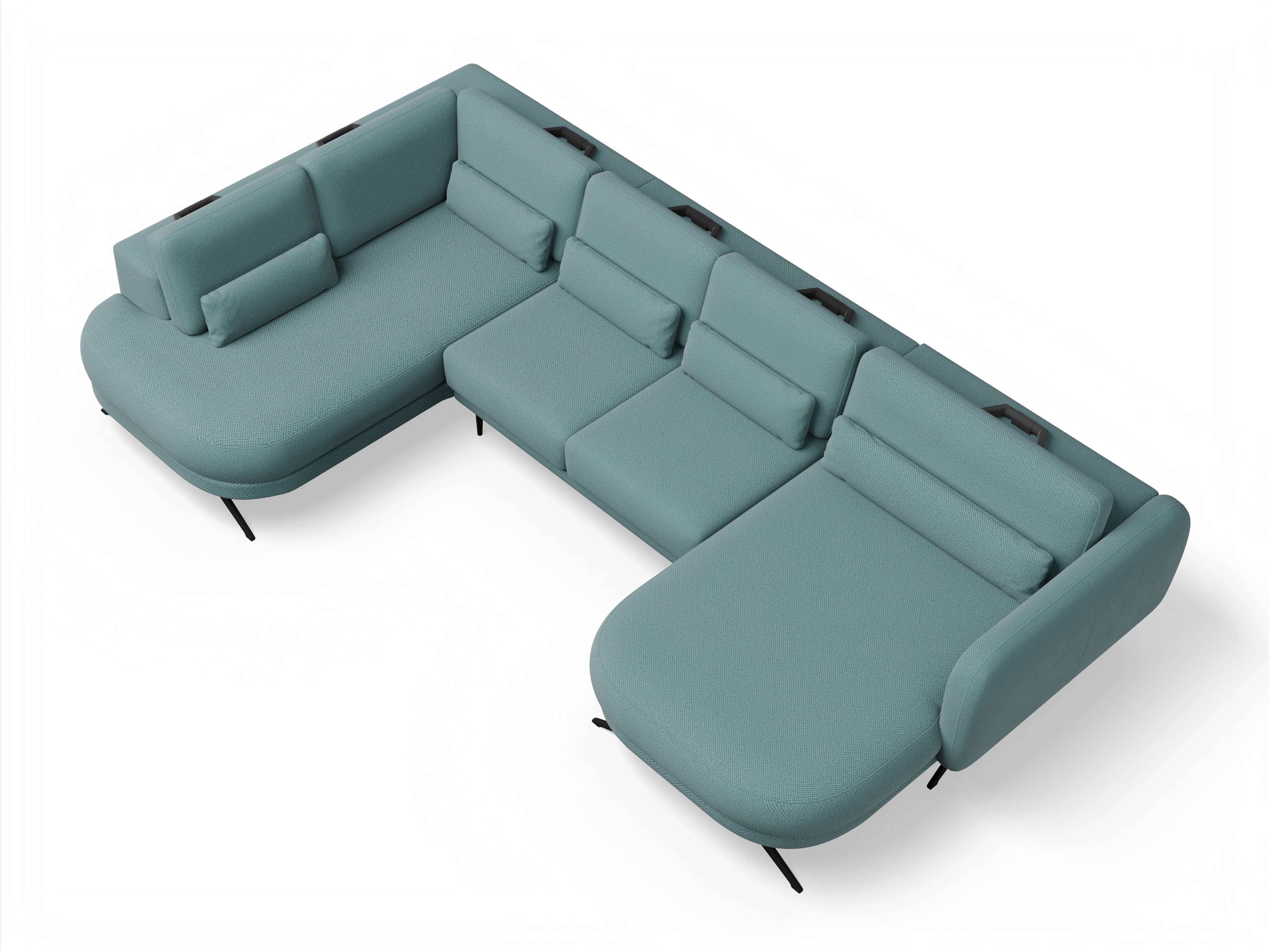 Ansicht des Produktes Malaga Wohnlandschaft offen beidseitig in Stoff Blau