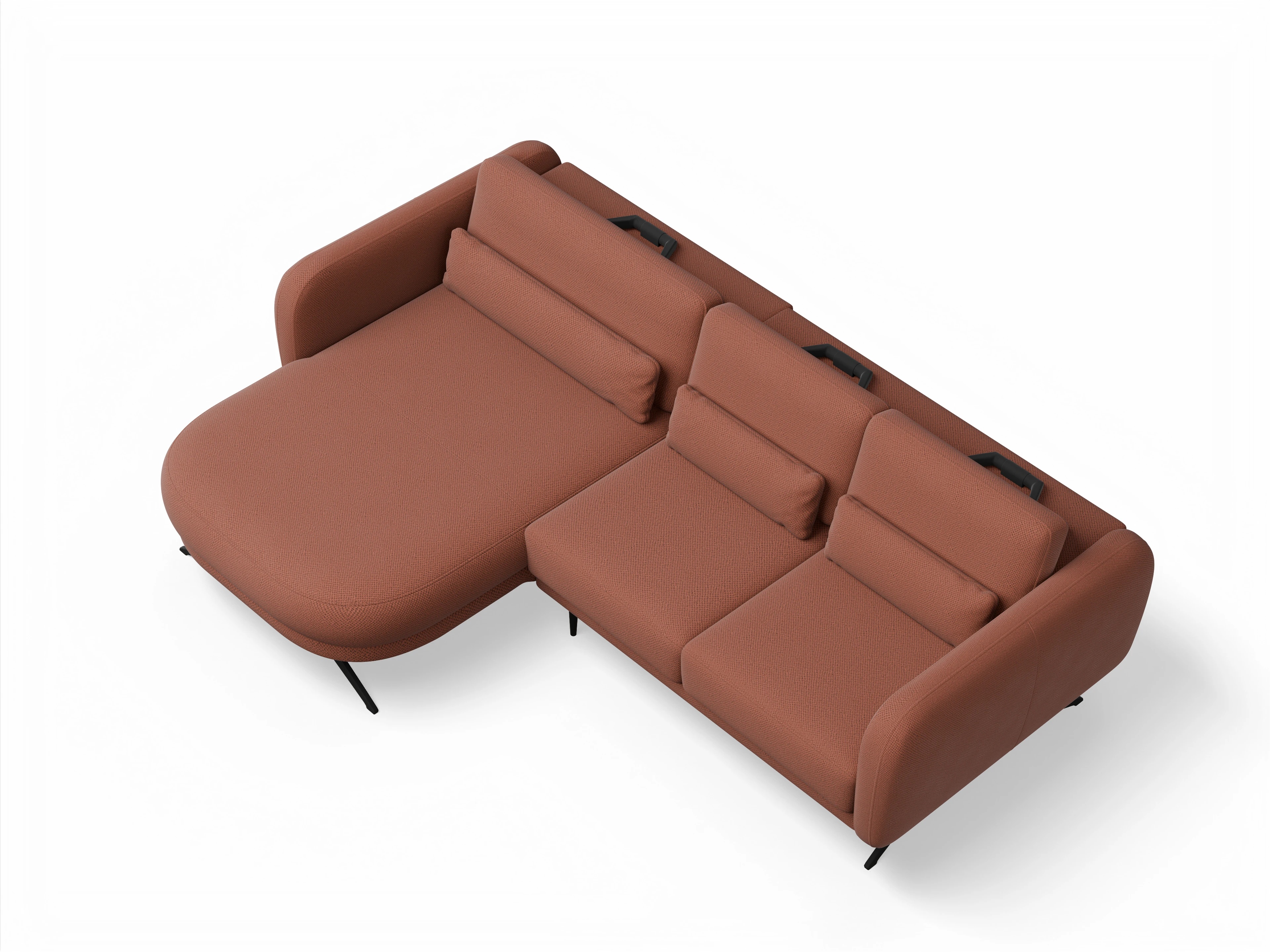 Ansicht des Produktes Malaga Ecksofa links Abschluss offen in Stoff Braun