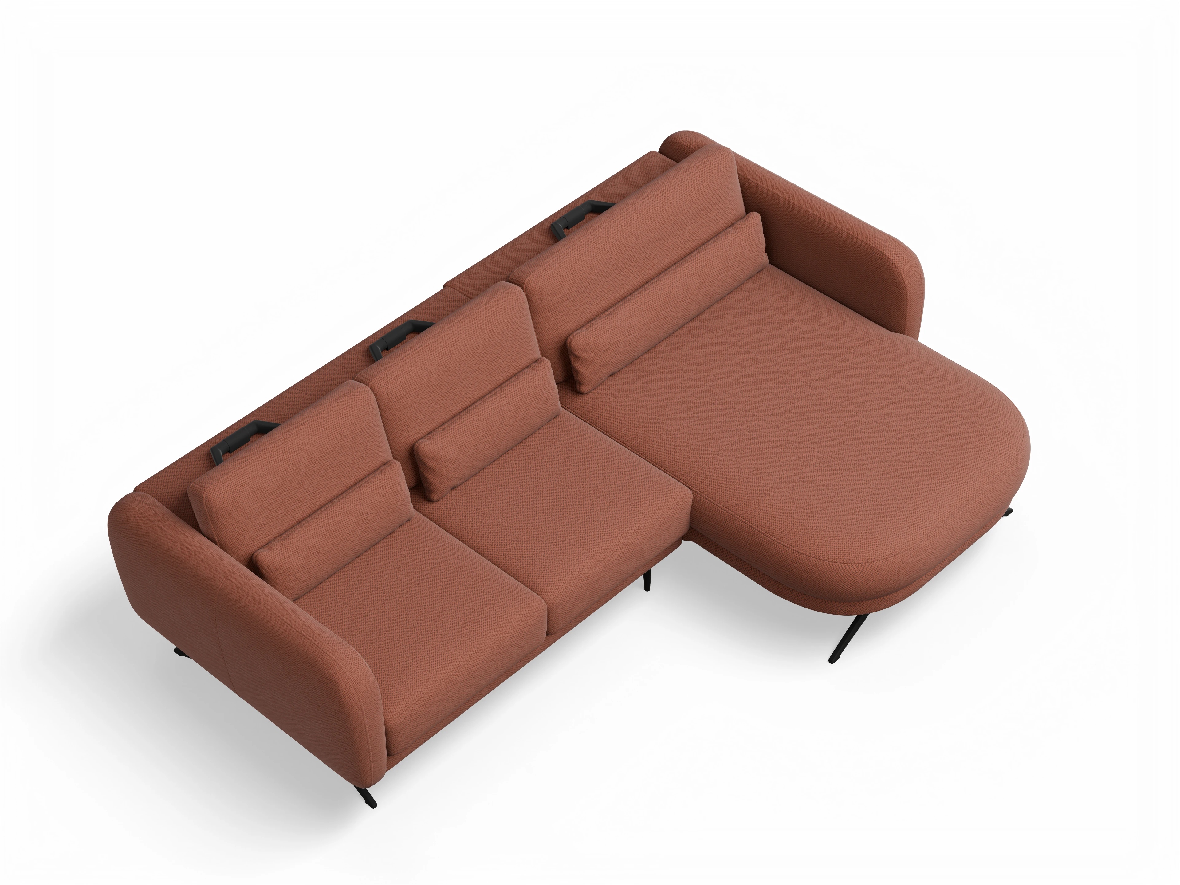 Ansicht des Produktes Malaga Ecksofa rechts Abschluss offen in Stoff Braun