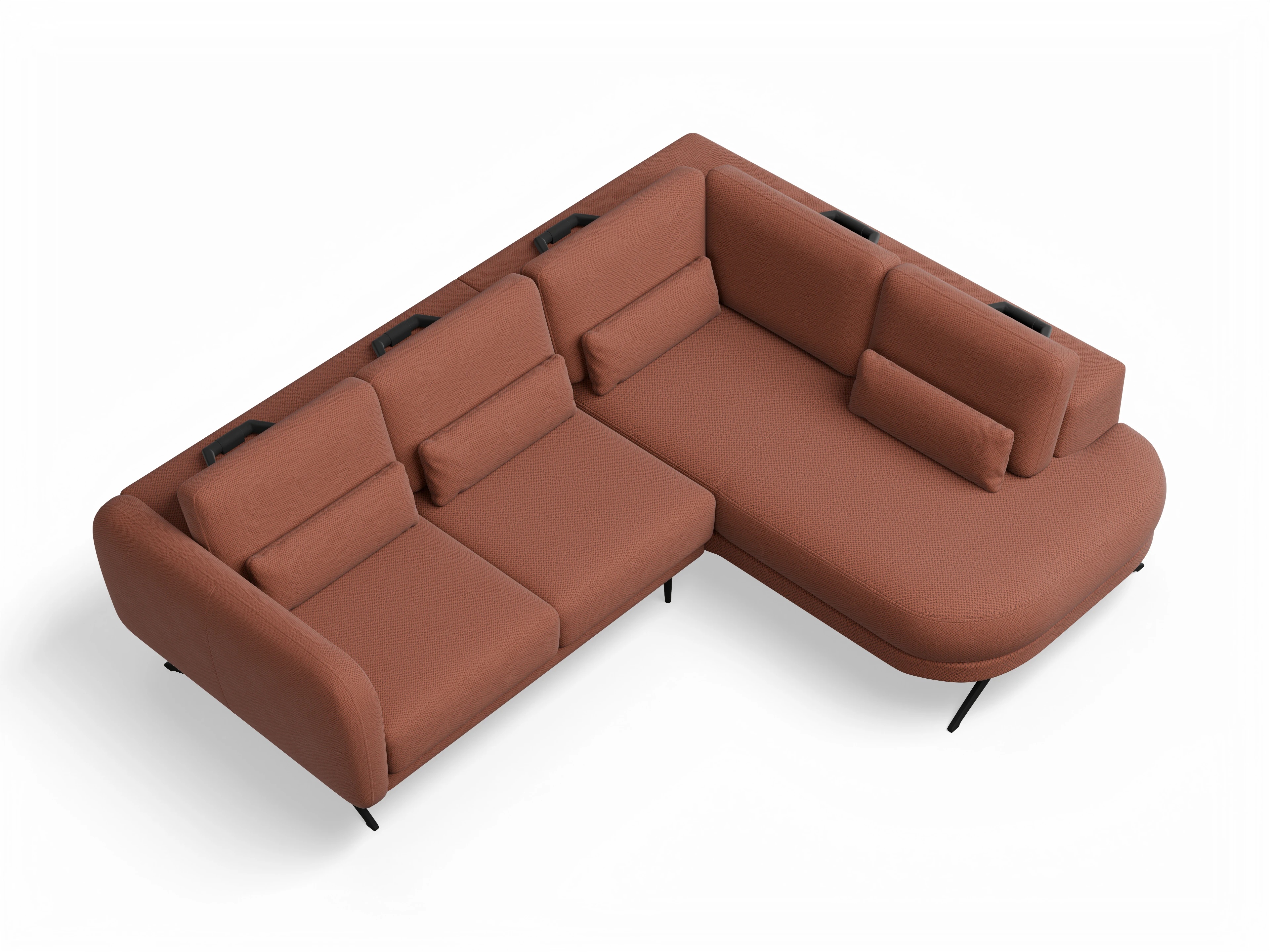 Ansicht des Produktes Malaga Ecksofa rechts Abschluss offen in Stoff Braun