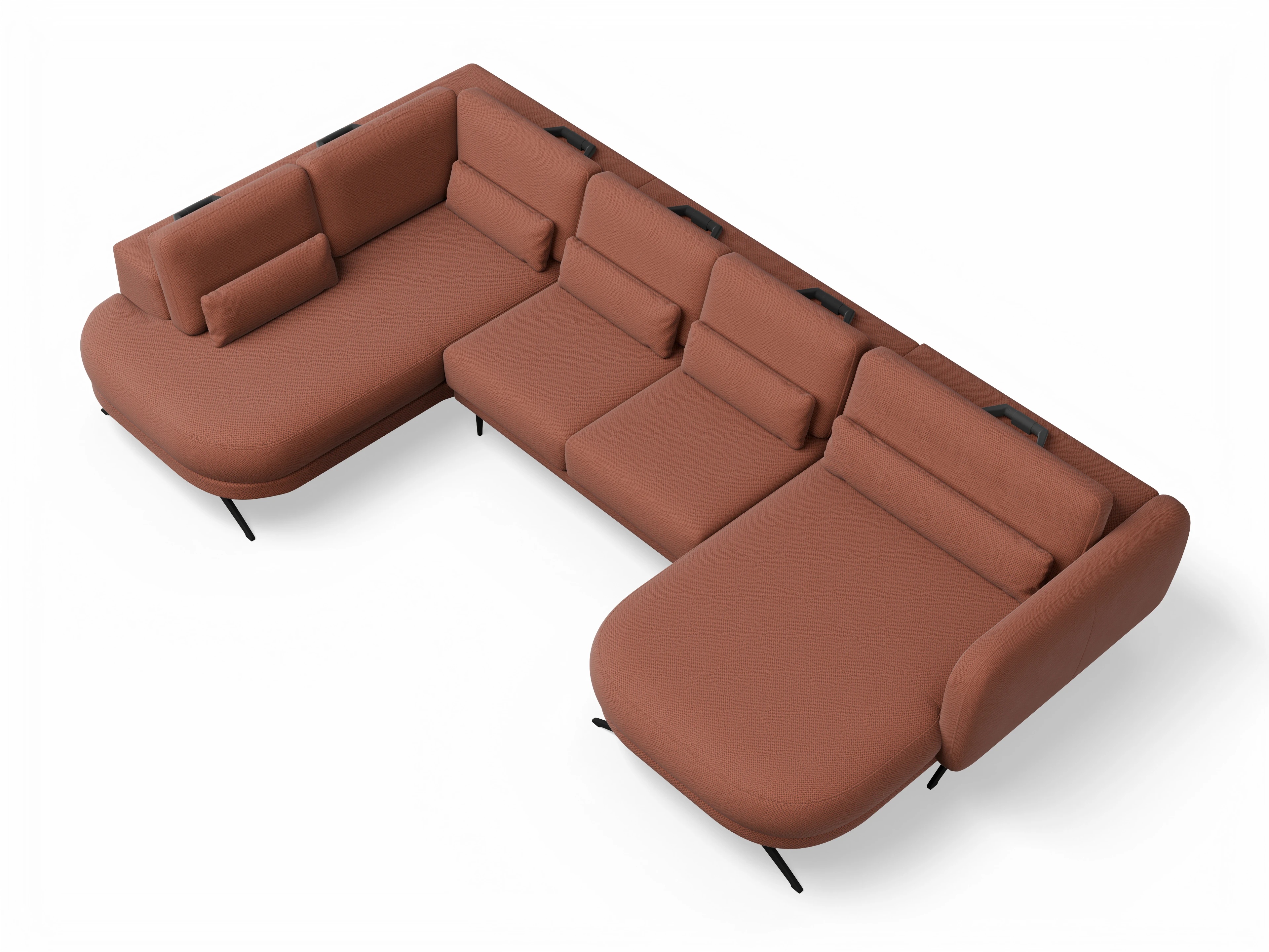 Ansicht des Produktes Malaga Wohnlandschaft offen beidseitig in Stoff Braun