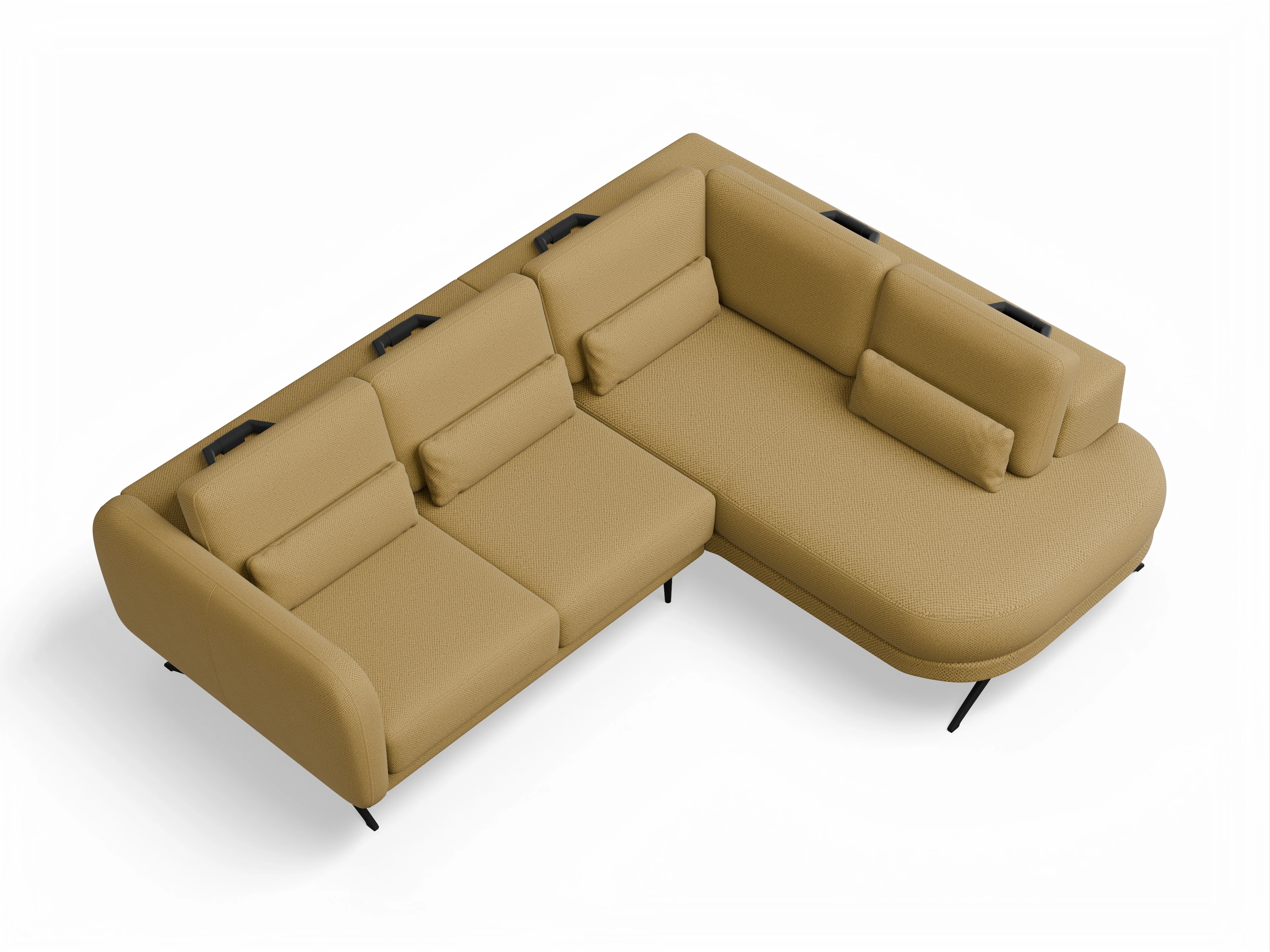 Ansicht des Produktes Malaga Ecksofa rechts Abschluss offen in Stoff Gelb