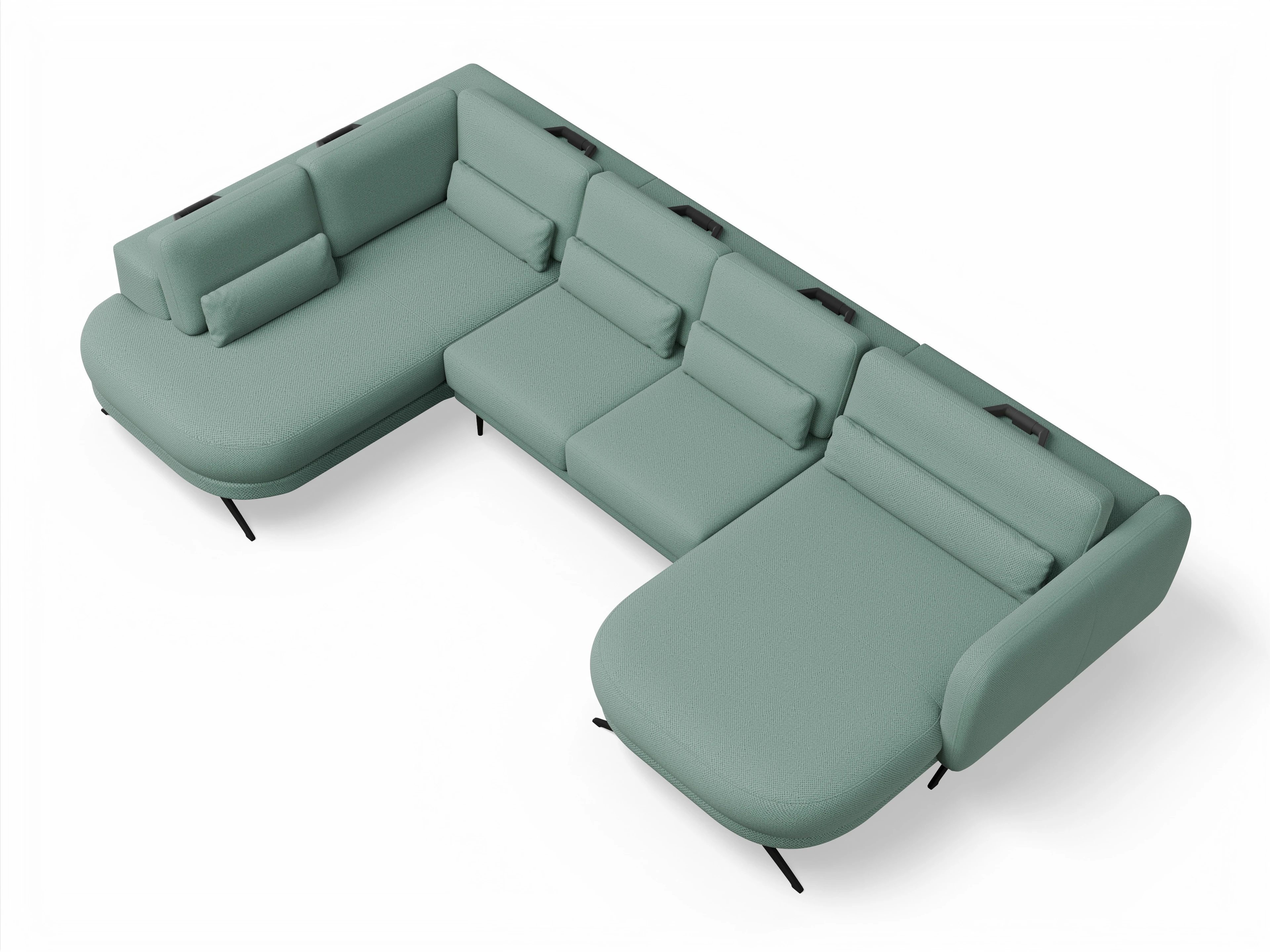 Ansicht des Produktes Malaga Wohnlandschaft offen beidseitig in Stoff Blau