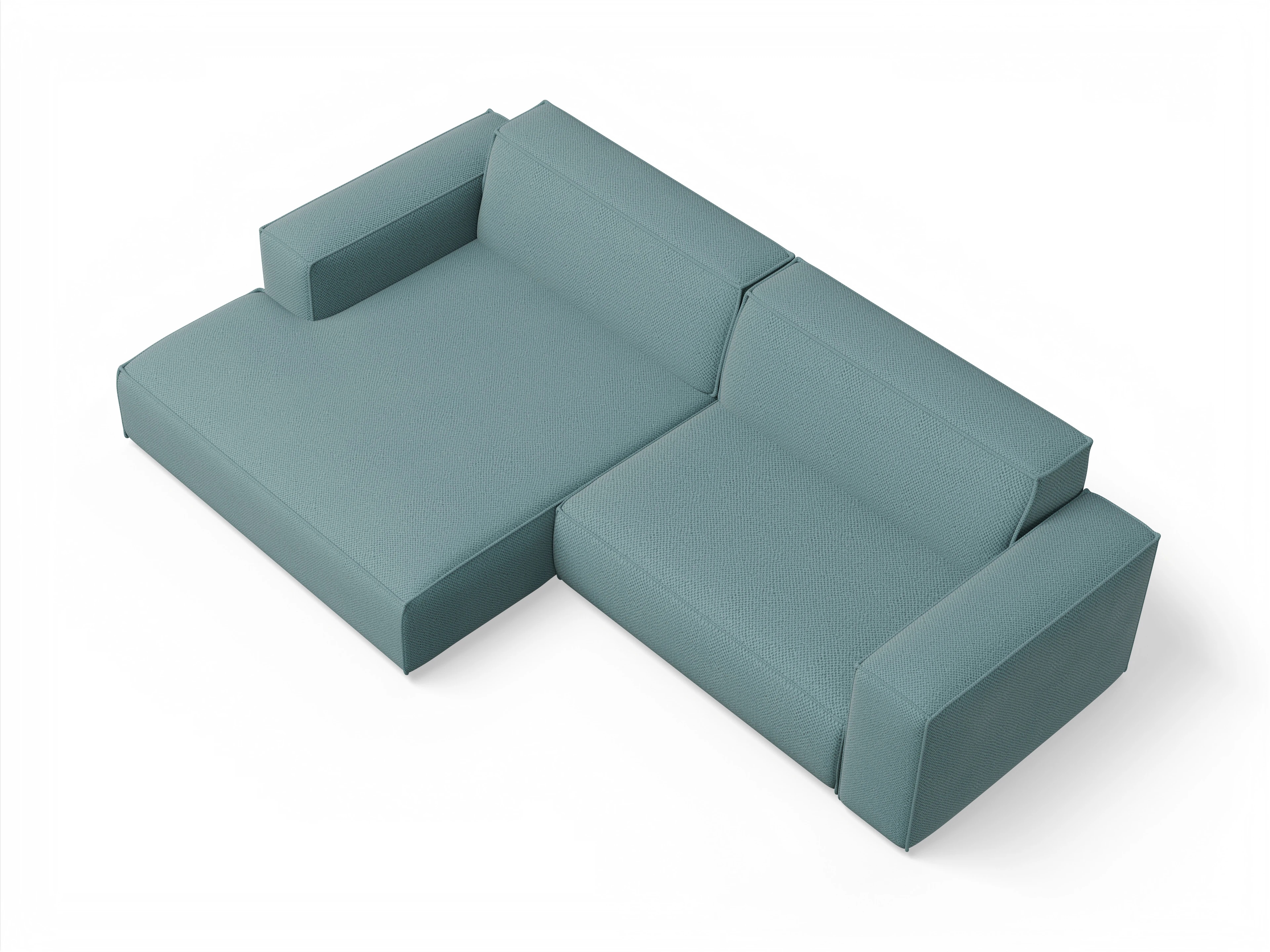 Ansicht des Produktes Claas-O Ecksofa links Abschluss offen in Stoff Blau