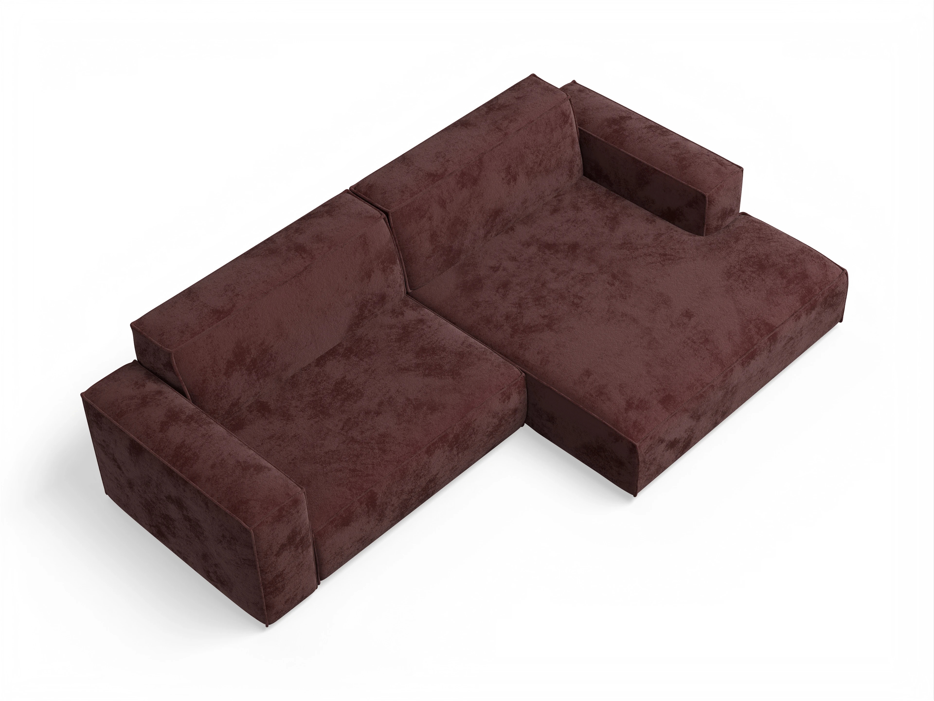 Claas Ecksofa mit Longchair rechts Ansicht des Produktes Claas-O Ecksofa rechts Abschluss offen in Stoff Rot