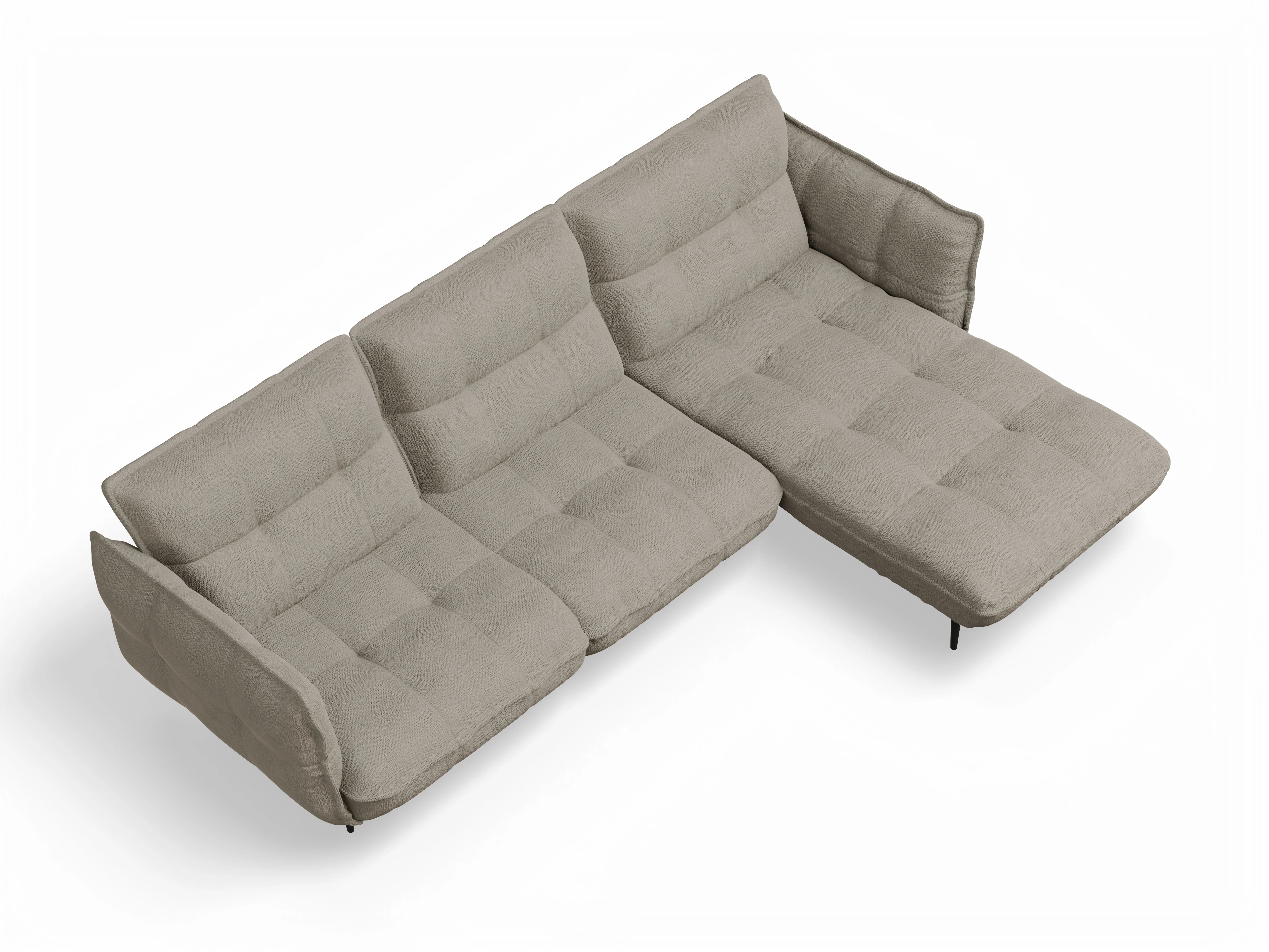 Marvin Ecksofa mit Longchair rechts Ansicht des Produktes Marvin-O Ecksofa rechts Abschluss offen in Stoff Braun