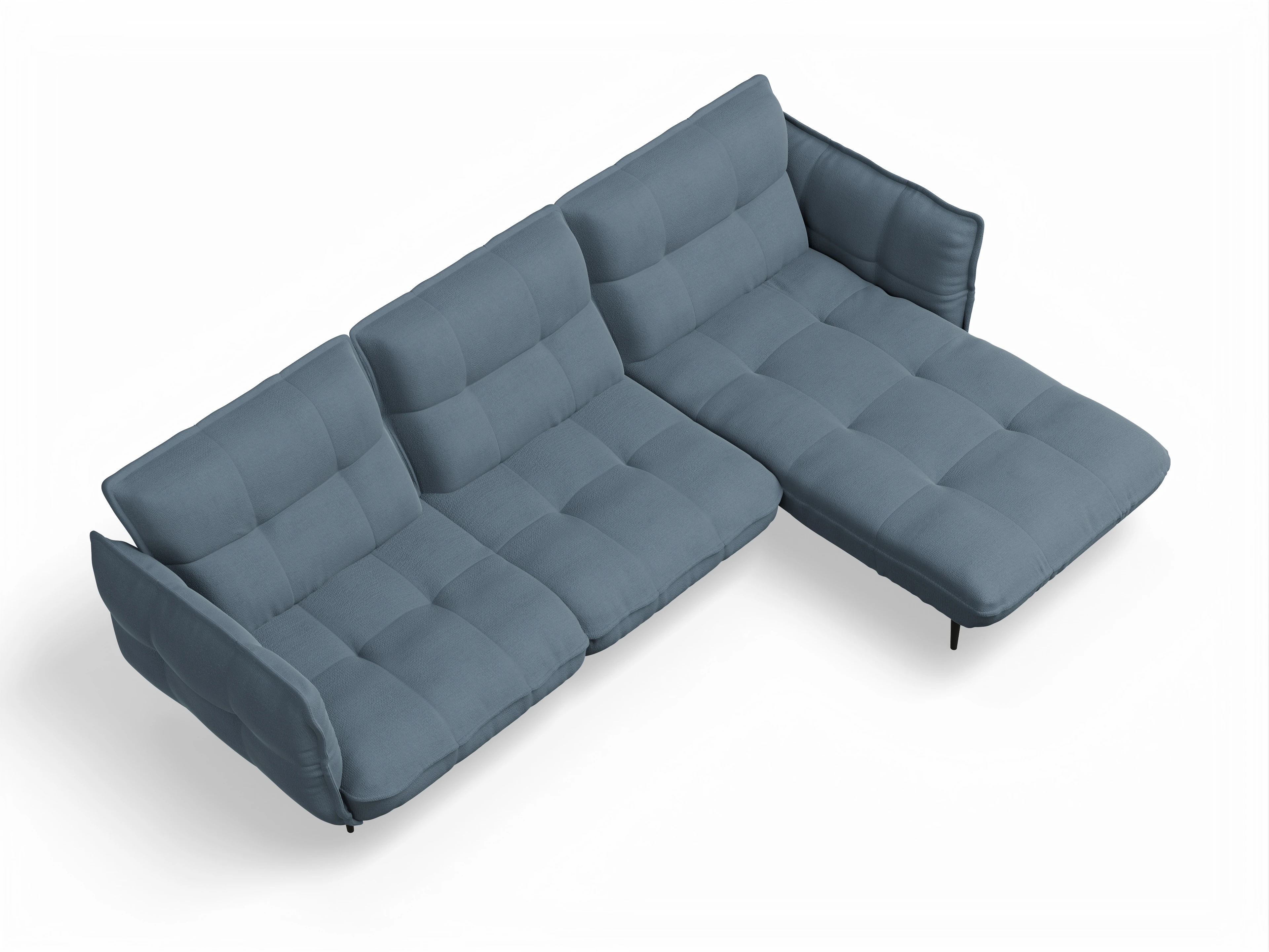 Ansicht des Produktes Marvin-O Ecksofa rechts Abschluss offen in Stoff Blau