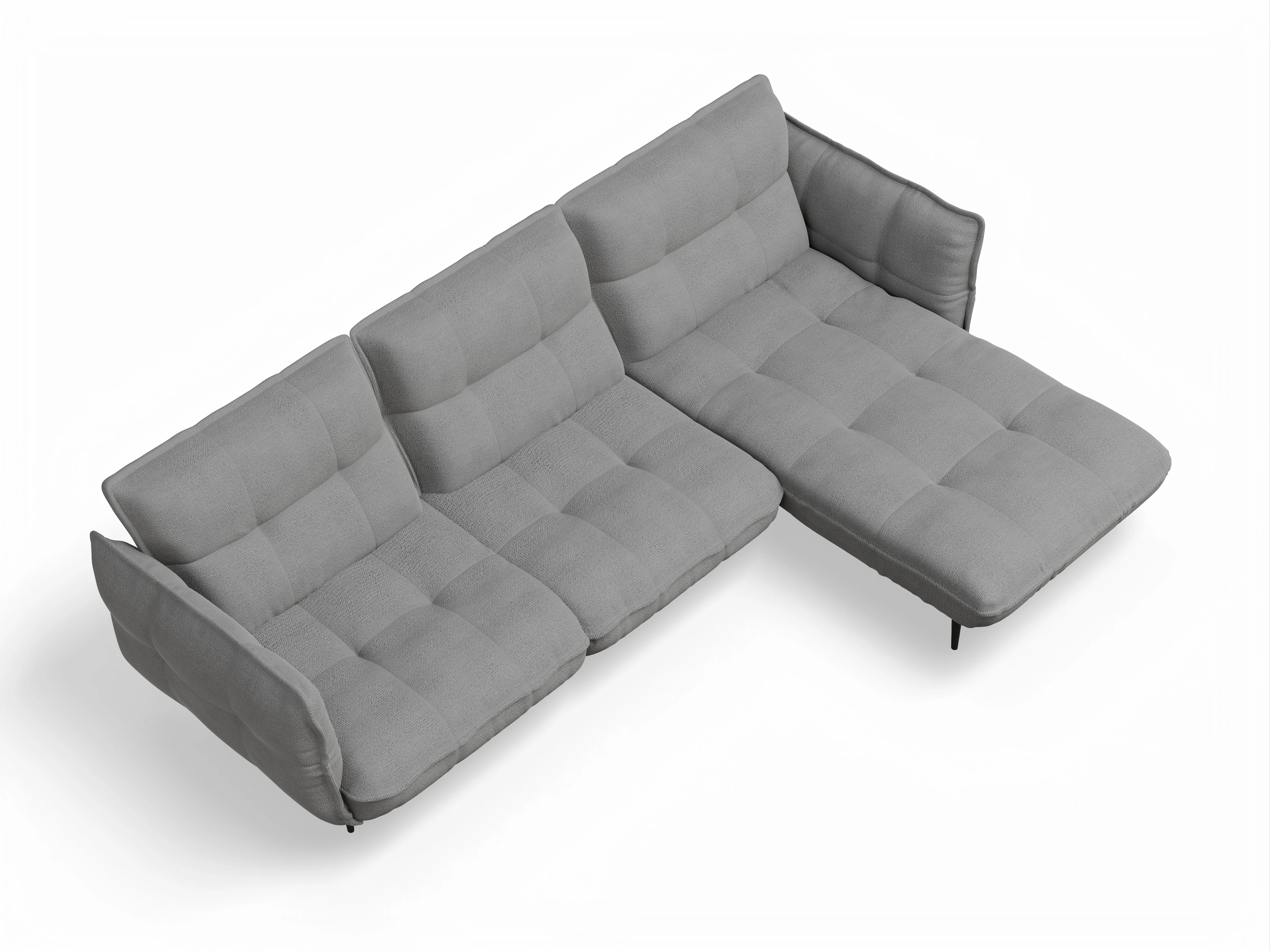 Ansicht des Produktes Marvin-O Ecksofa rechts Abschluss offen in Stoff Grau