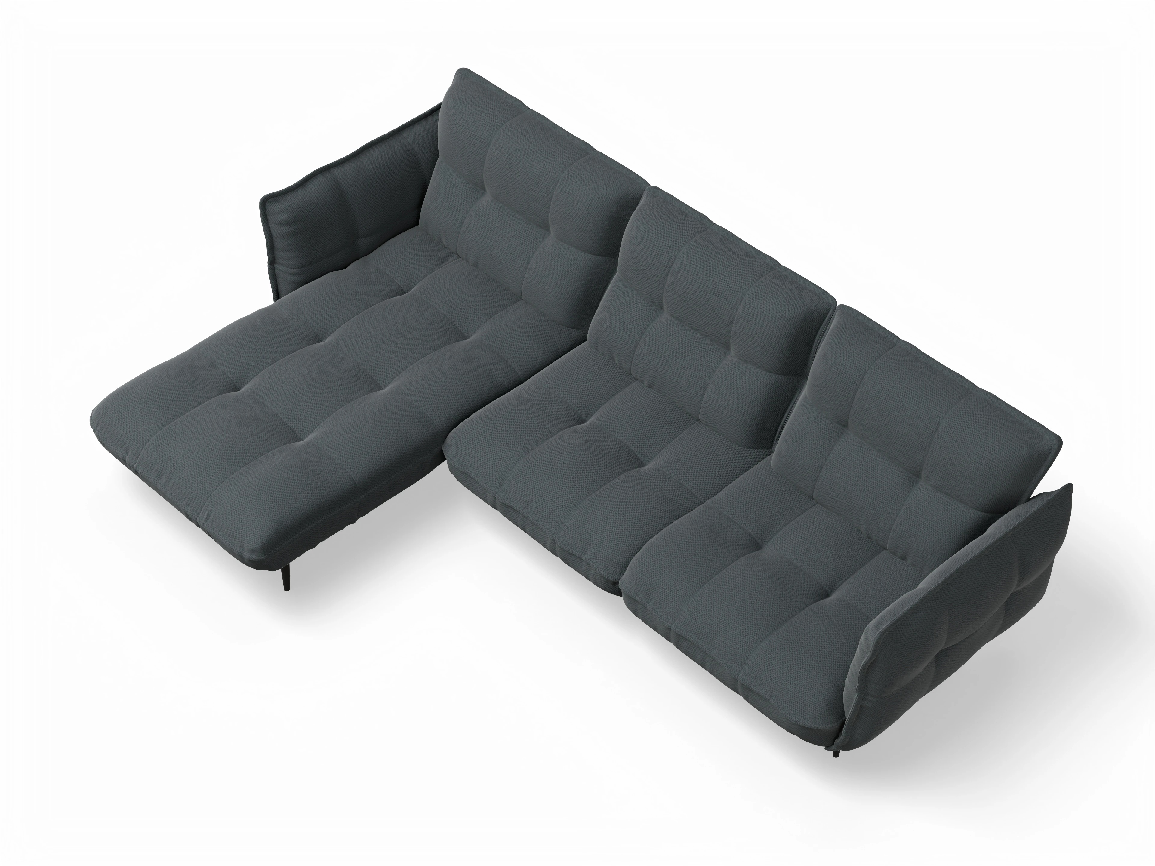 Ansicht des Produktes Marvin-O Ecksofa links Abschluss offen in Stoff Grau