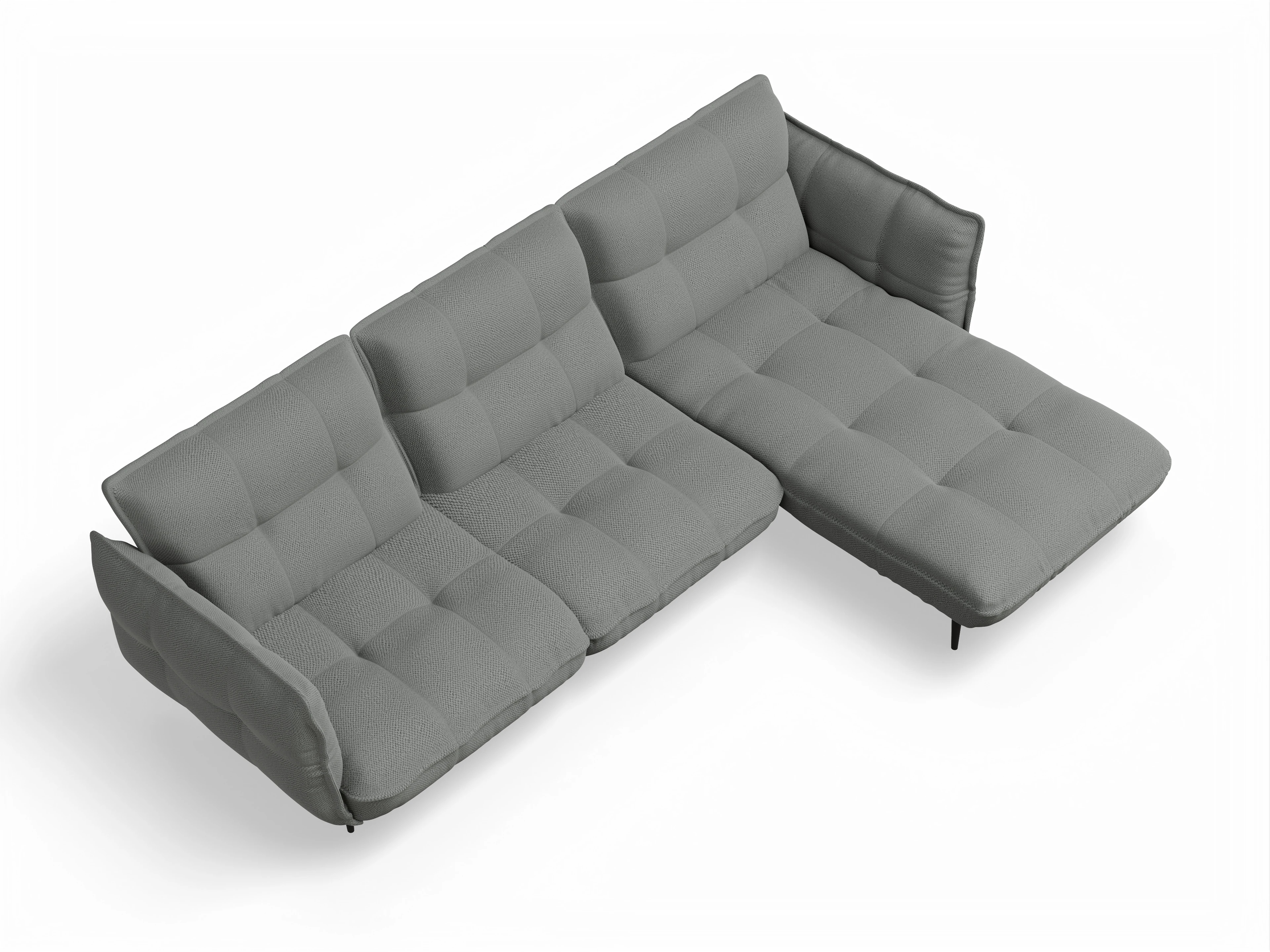 Ansicht des Produktes Marvin-O Ecksofa rechts Abschluss offen in Stoff Grau