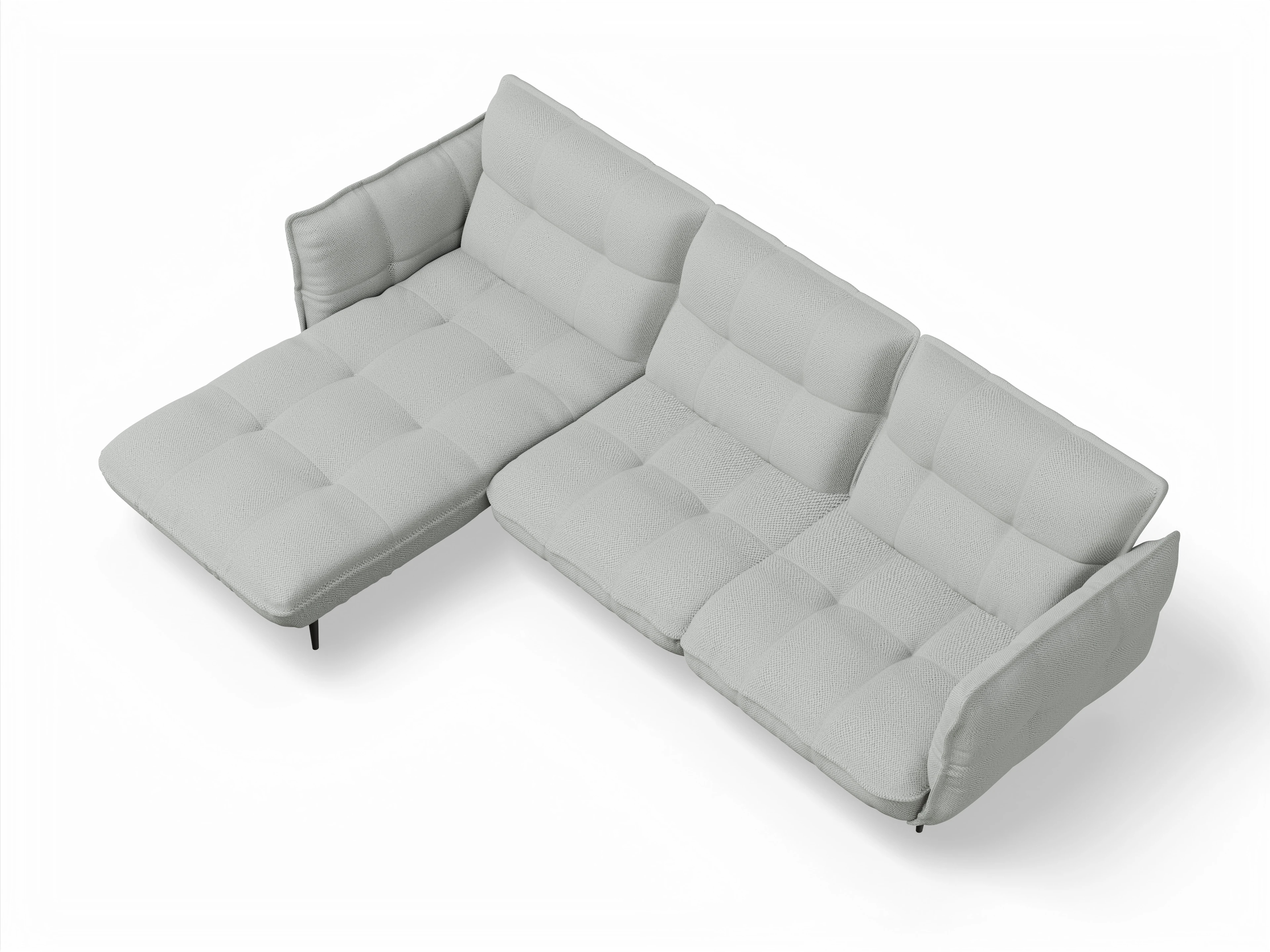 Ansicht des Produktes Marvin-O Ecksofa links Abschluss offen in Stoff Grau