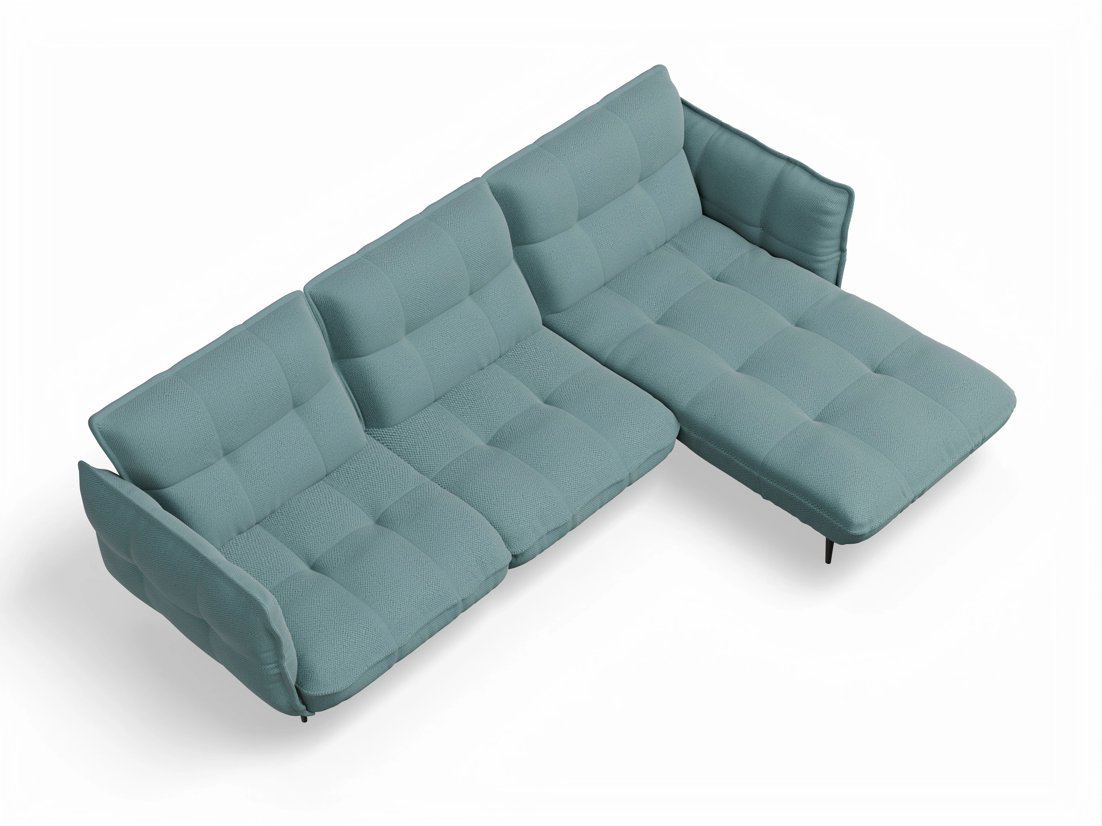 Ansicht des Produktes Marvin-O Ecksofa rechts Abschluss offen in Stoff Blau