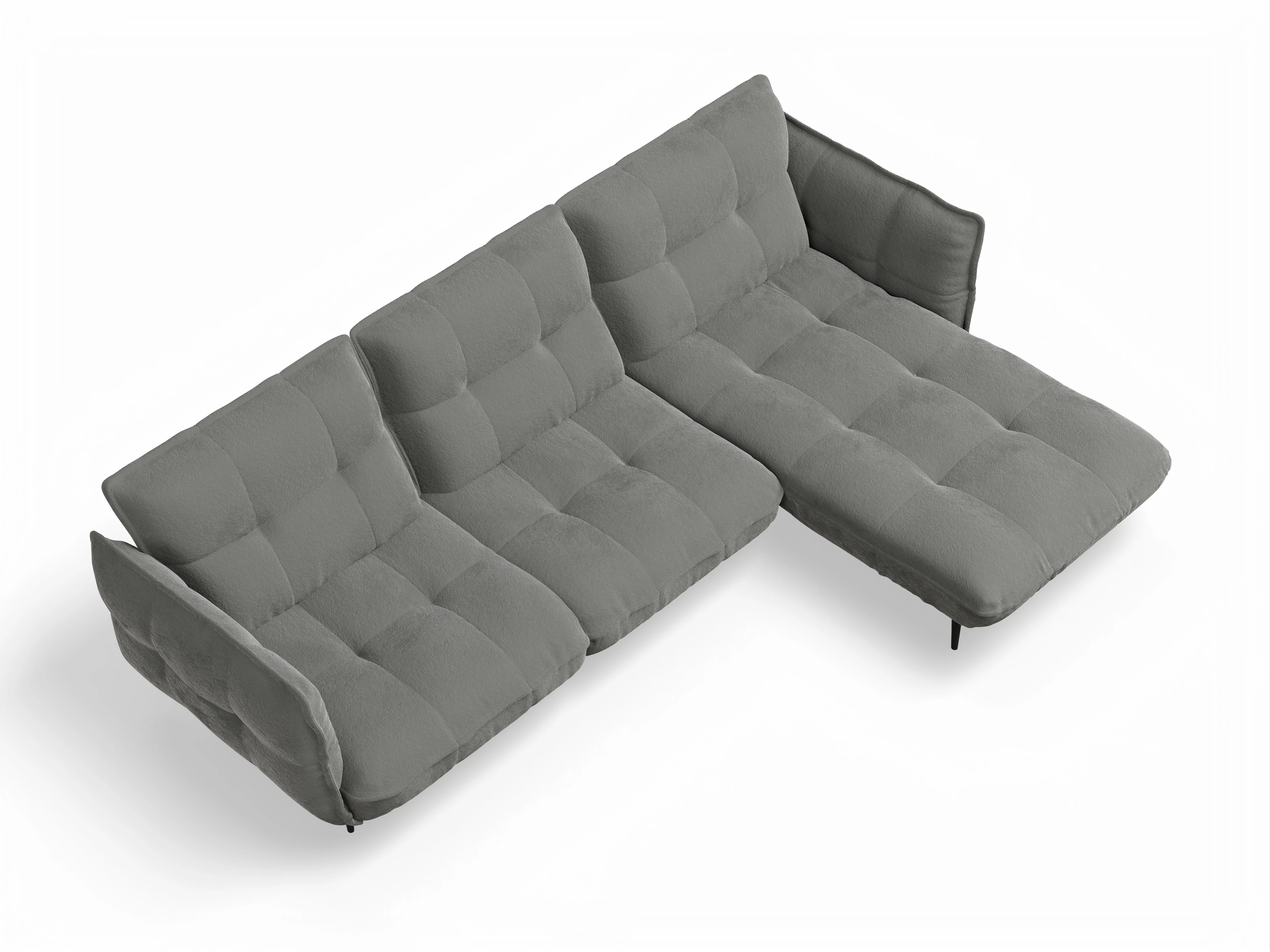 Ansicht des Produktes Marvin-O Ecksofa rechts Abschluss offen in Stoff Grau