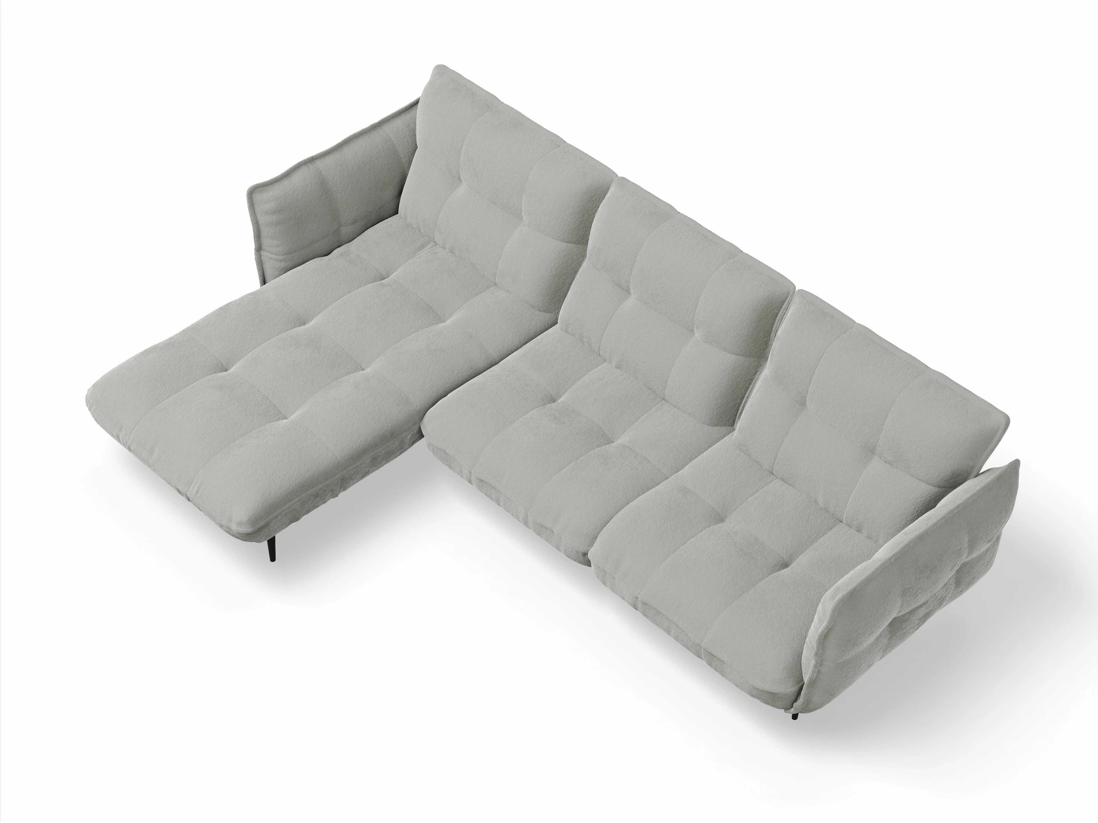 Ansicht des Produktes Marvin-O Ecksofa links Abschluss offen in Stoff Grau