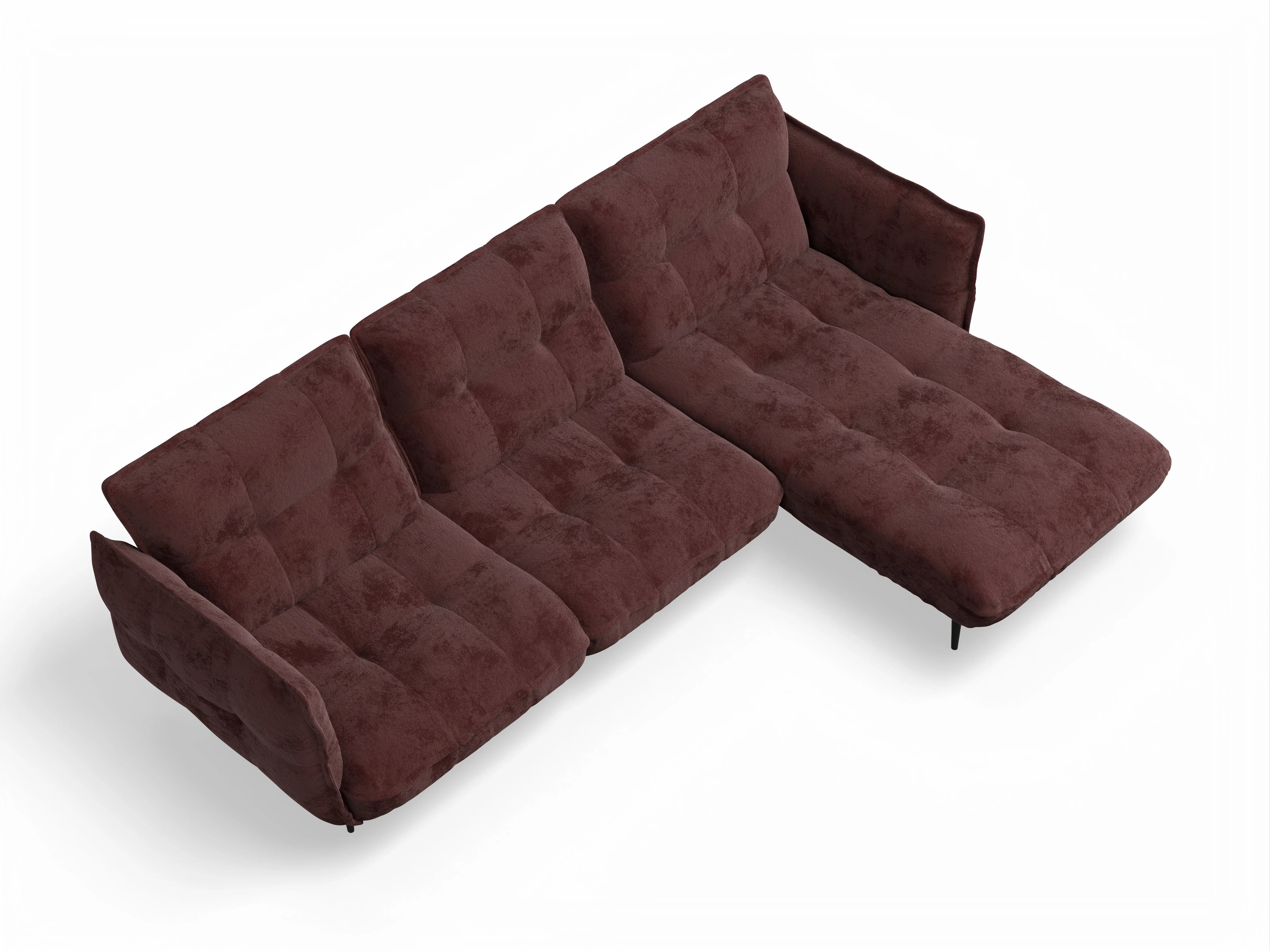 Ansicht des Produktes Marvin-O Ecksofa rechts Abschluss offen in Stoff Rot