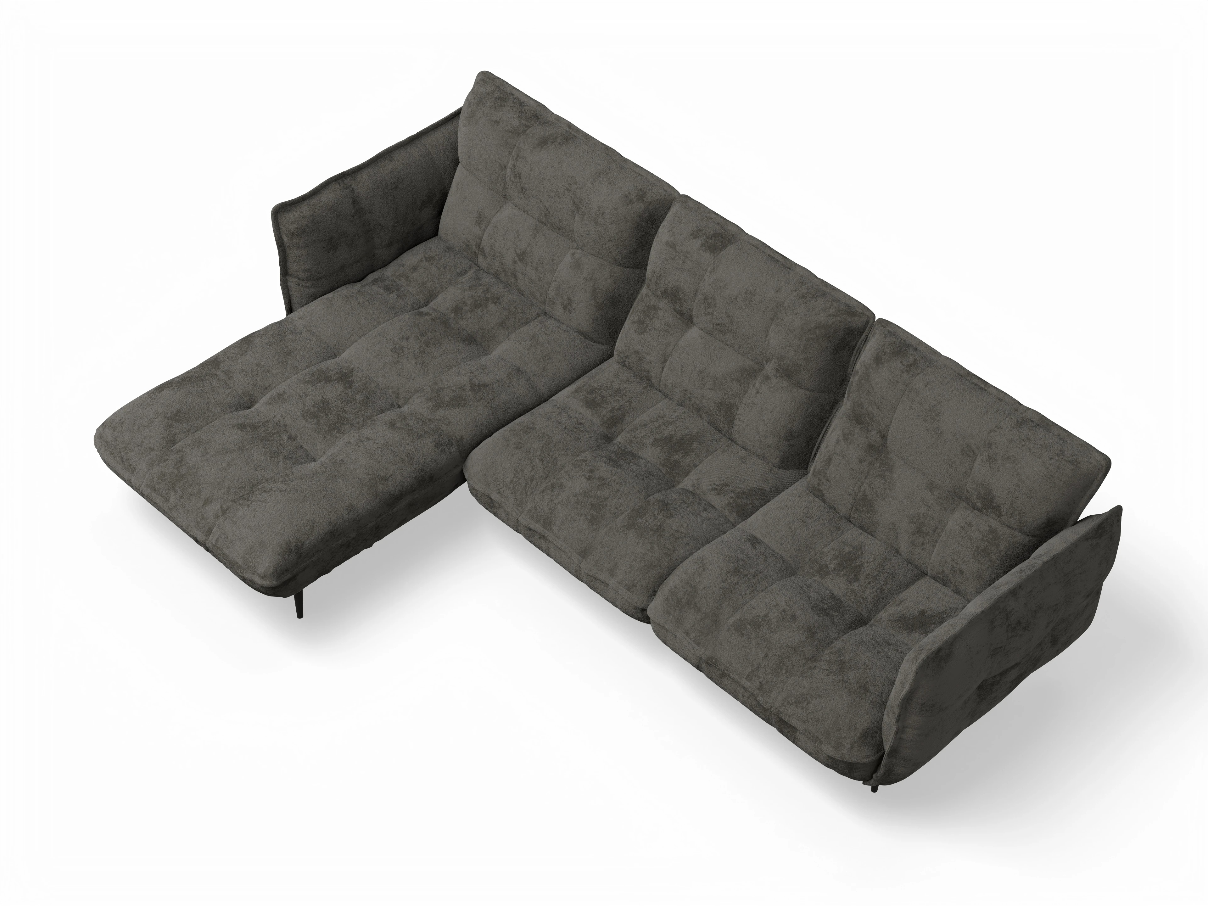 Ansicht des Produktes Marvin-O Ecksofa links Abschluss offen in Stoff Braun