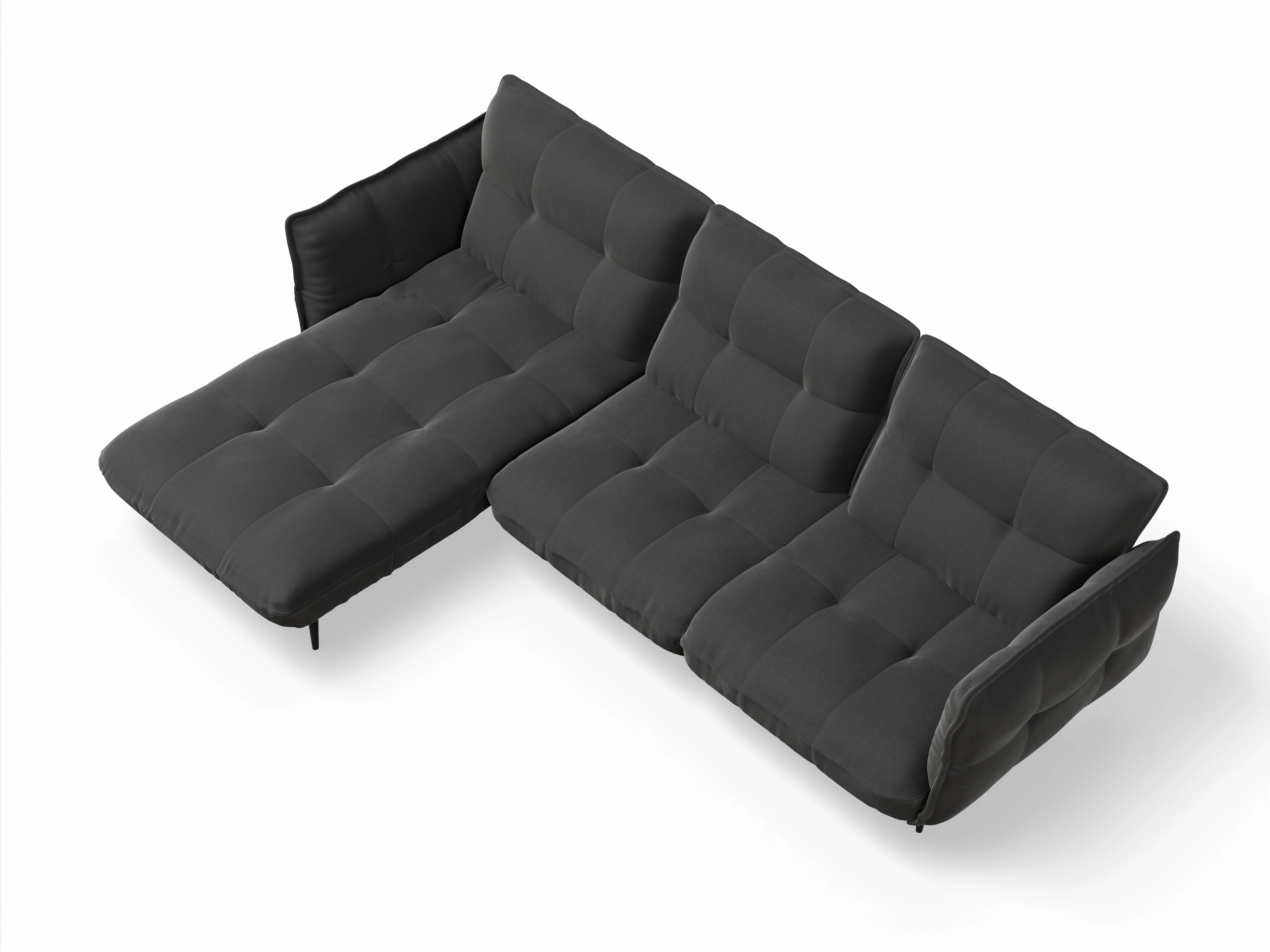 Ansicht des Produktes Marvin-O Ecksofa links Abschluss offen in Stoff Schwarz