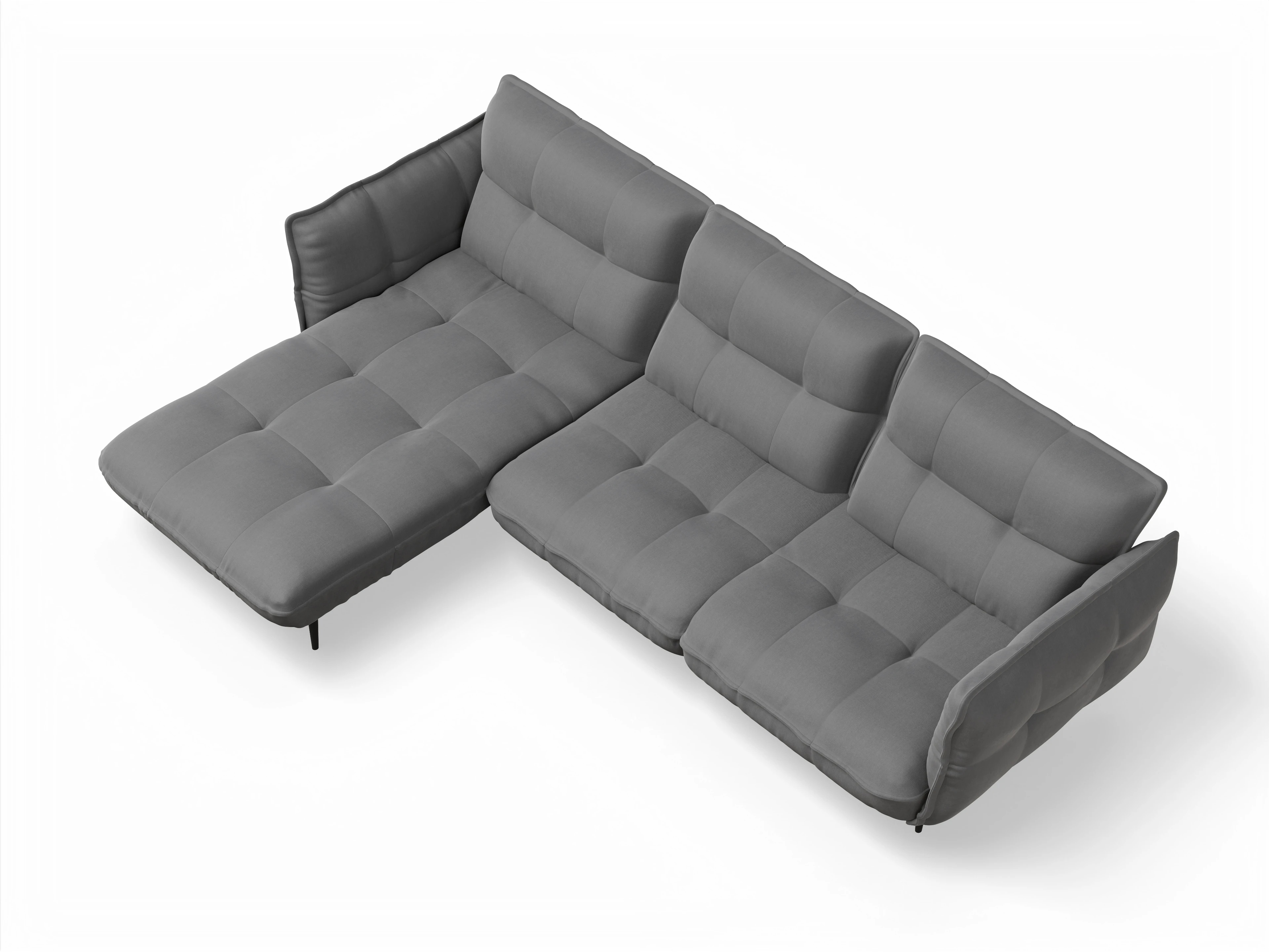 Ansicht des Produktes Marvin-O Ecksofa links Abschluss offen in Stoff Grau