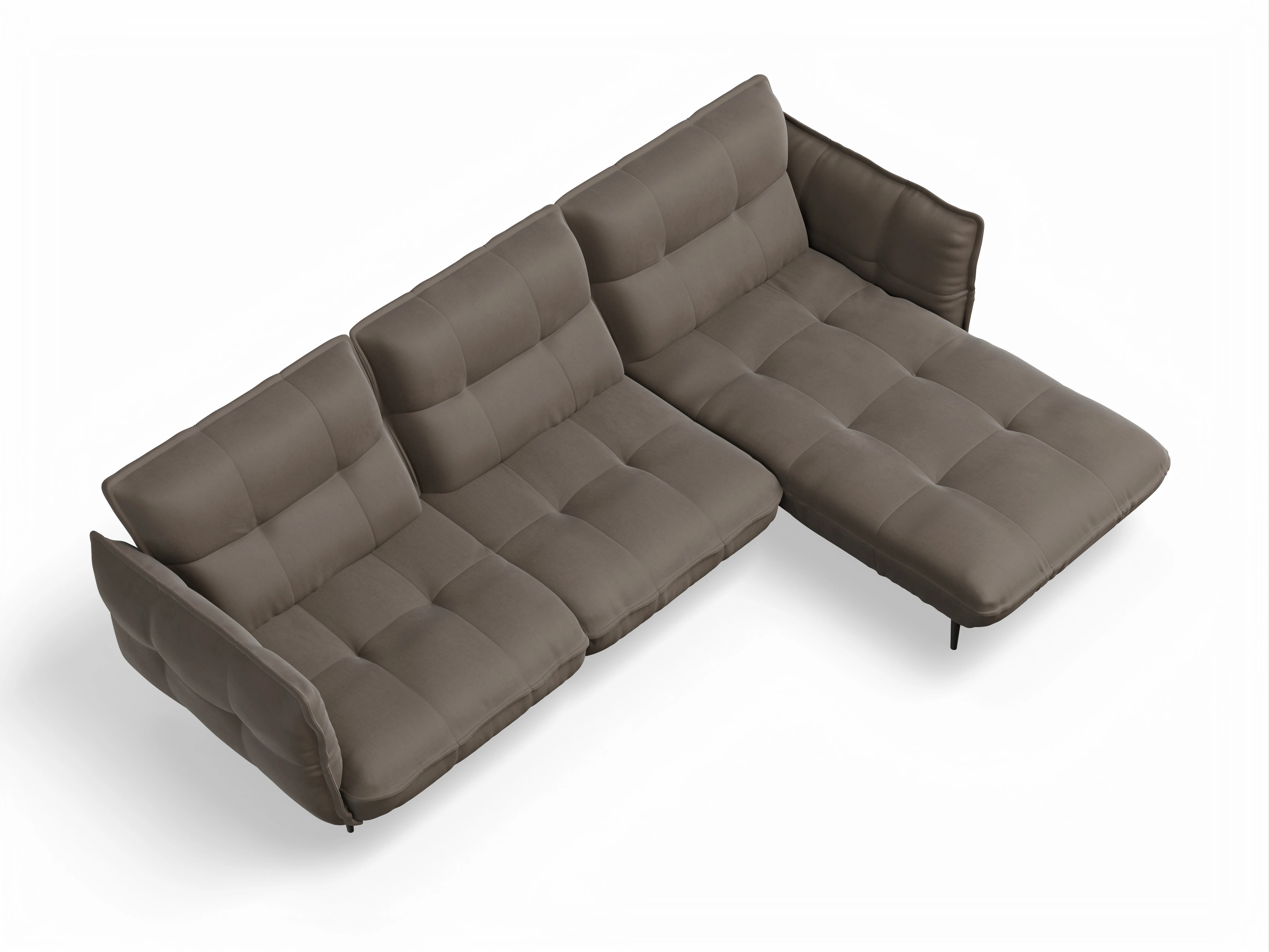 Ansicht des Produktes Marvin-O Ecksofa rechts Abschluss offen in Stoff Braun