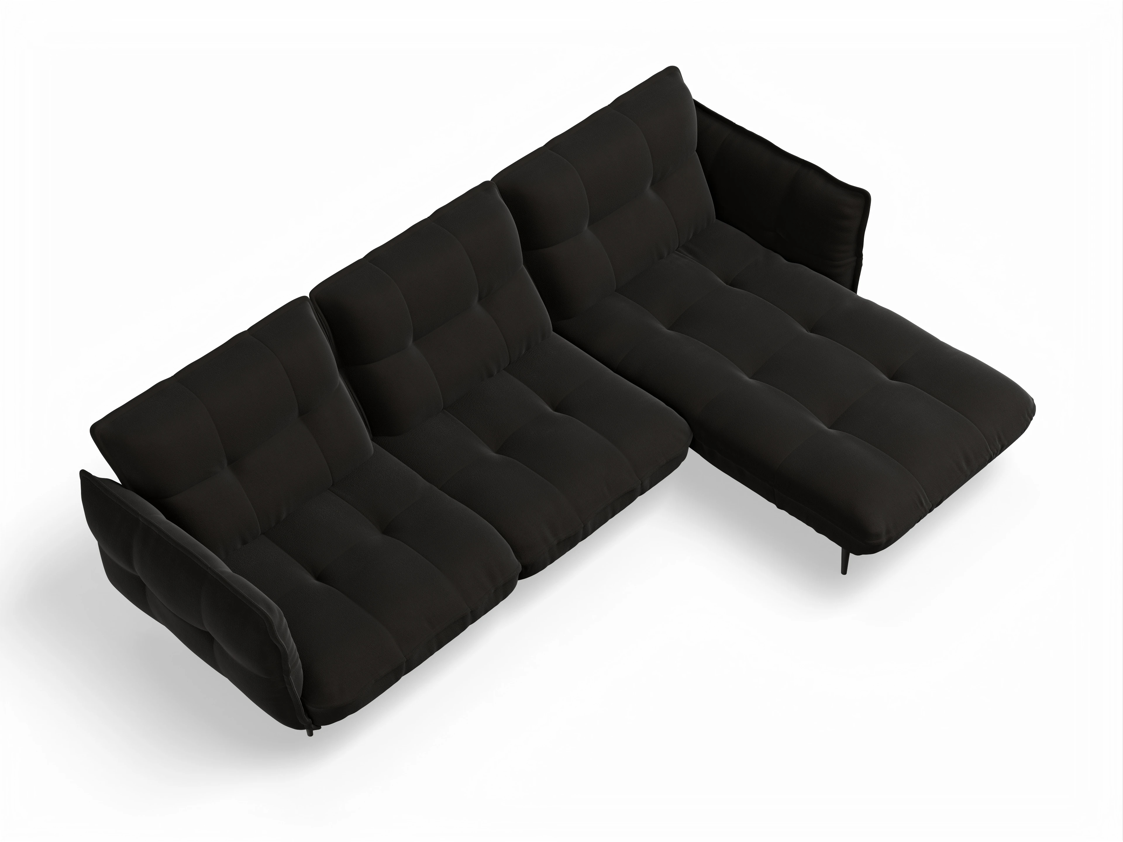 Ansicht des Produktes Marvin-O Ecksofa rechts Abschluss offen in Stoff Braun